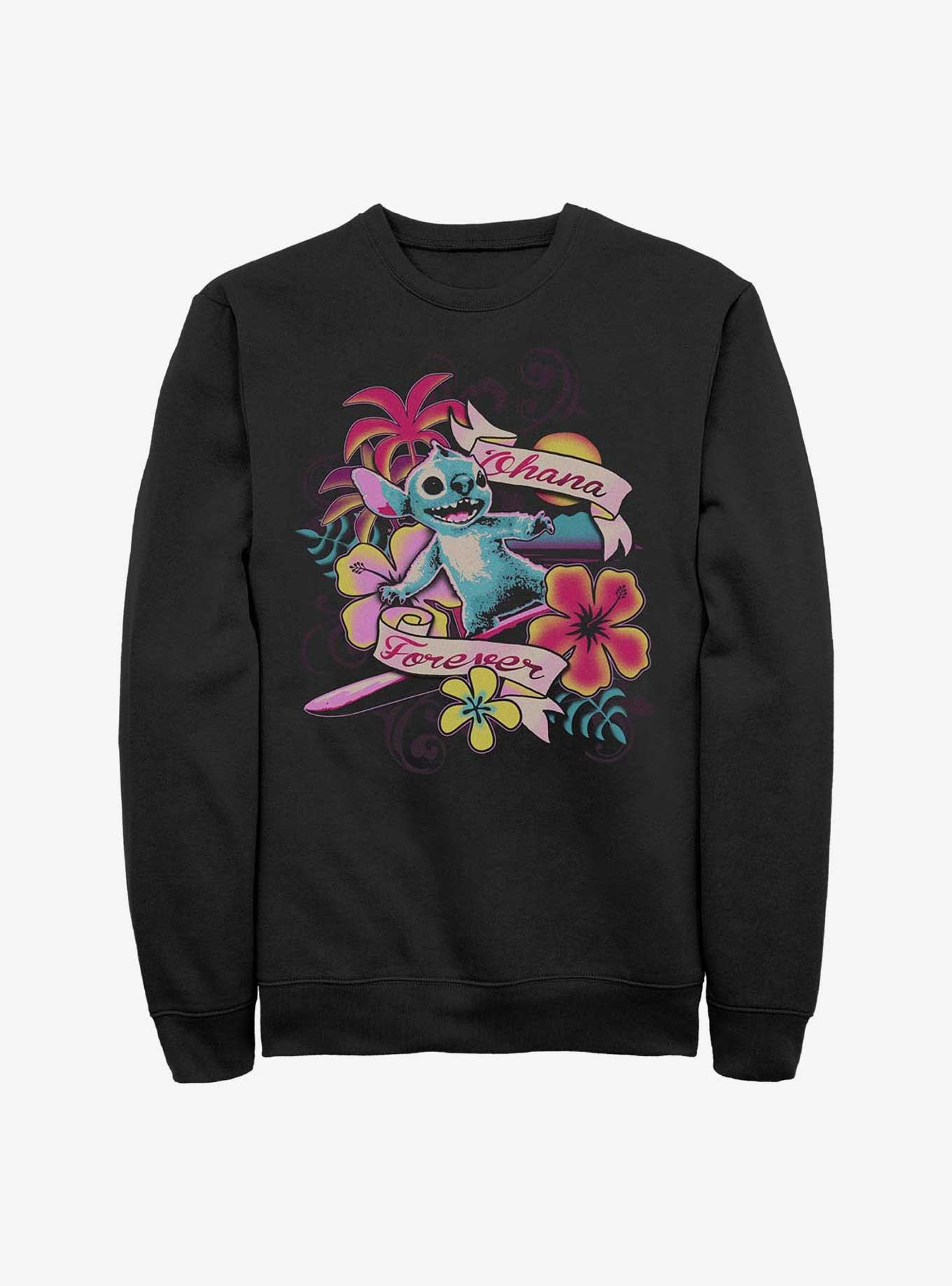 Disney Lilo & Stitch Ohana Forever Floral Sweatshirt Hot Topic Web Exclusive, , hi-res