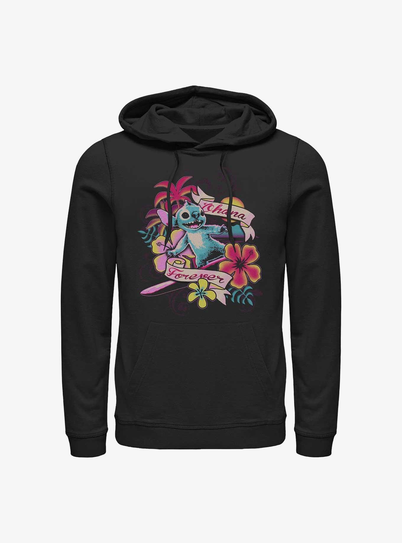 Disney Lilo & Stitch Ohana Forever Floral Hoodie Hot Topic Web Exclusive, , hi-res