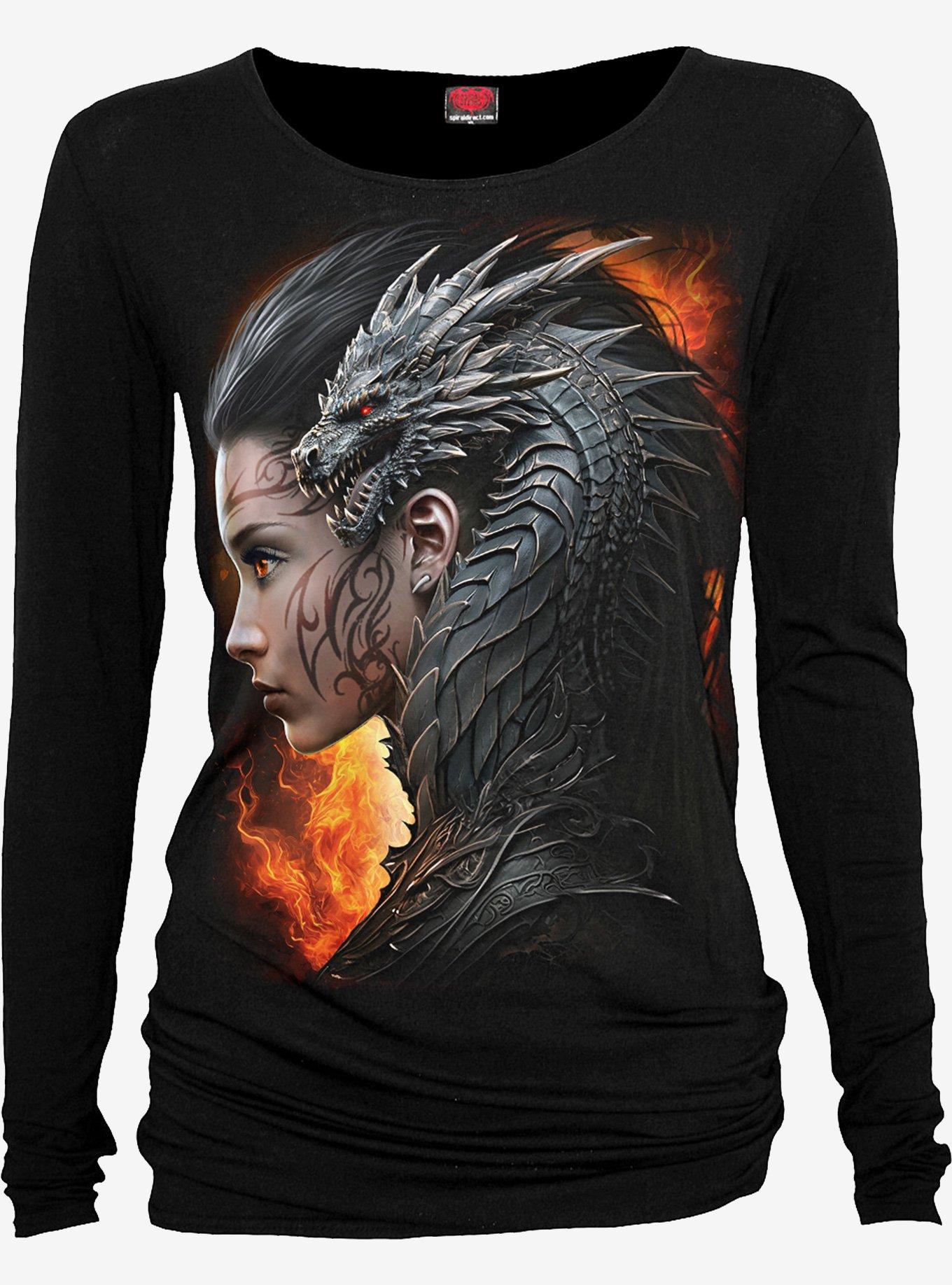 Draco Queen Baggy Long Sleeve Top, BLACK, hi-res