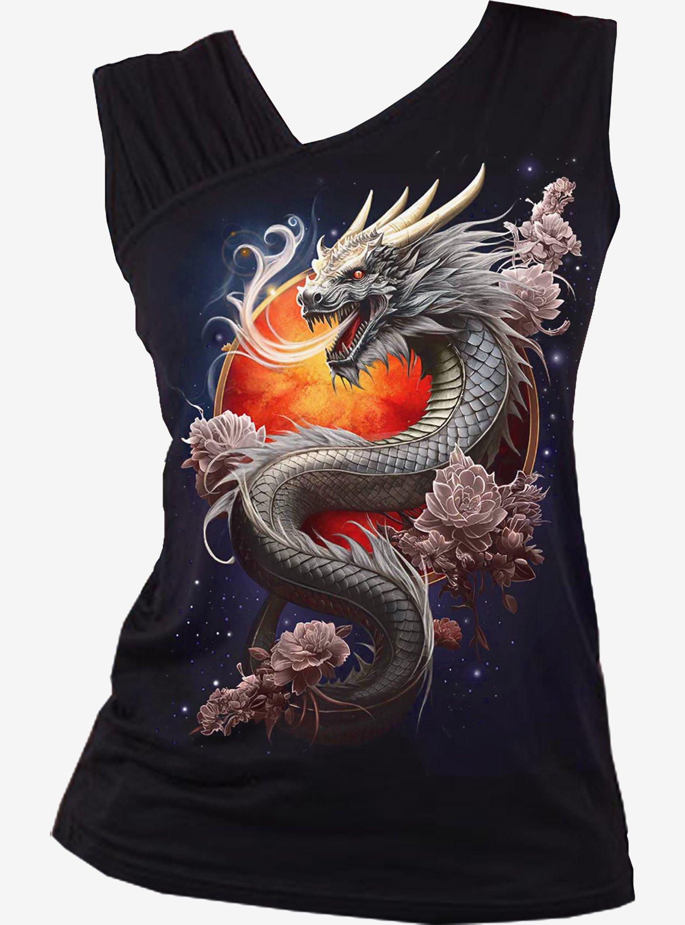 Sun Dragon Gathered Shoulder Slant Vest, , hi-res