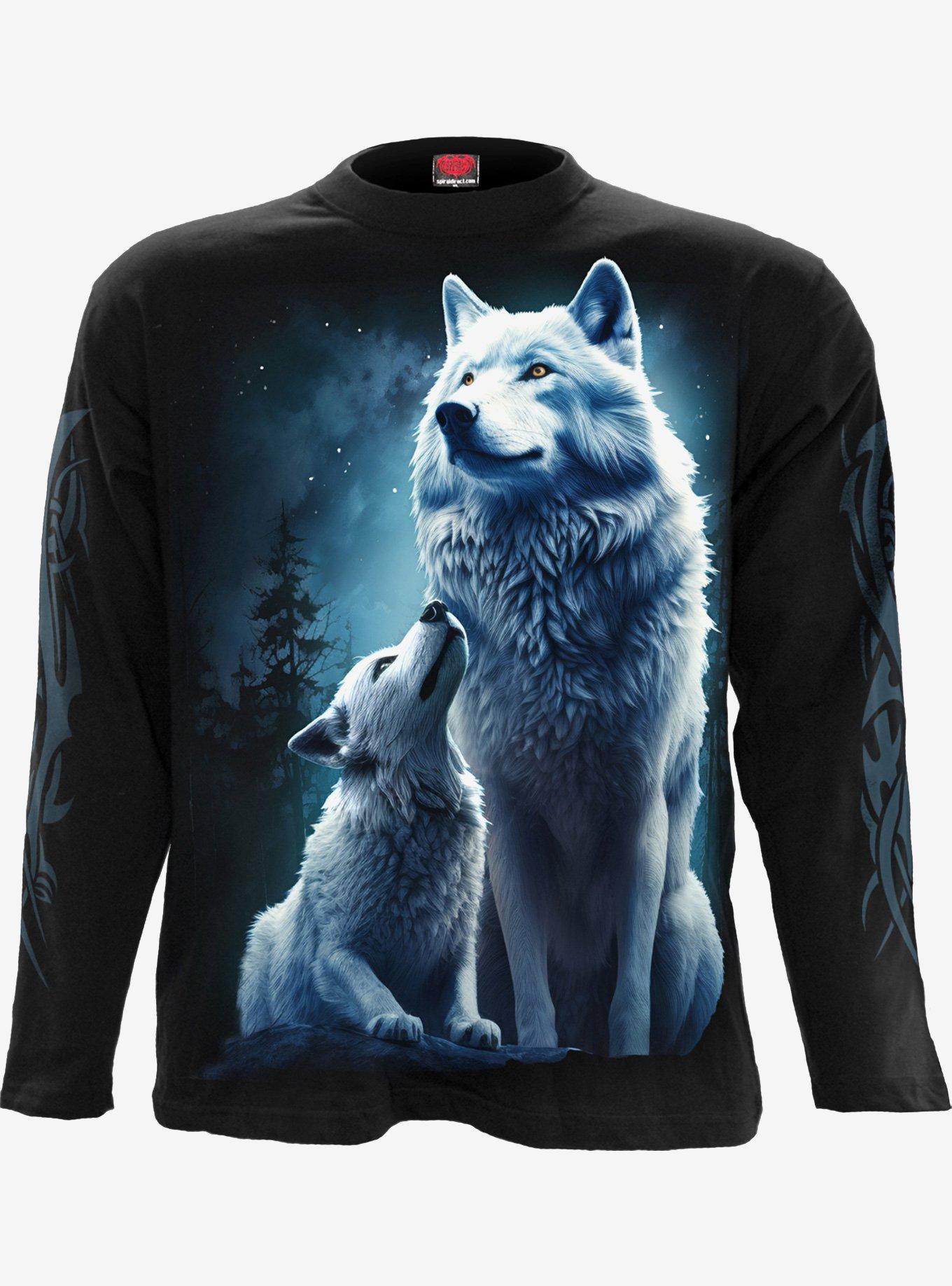 Wolf Guardian Long Sleeve T-Shirt, BLACK, hi-res
