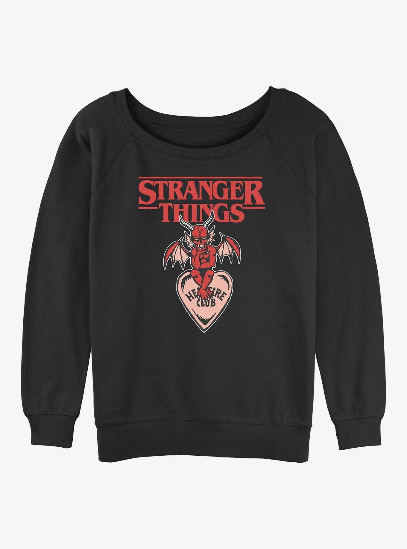 Stranger Things Hellfire Club Devil Girls Slouchy Sweatshirt, BLACK, hi-res