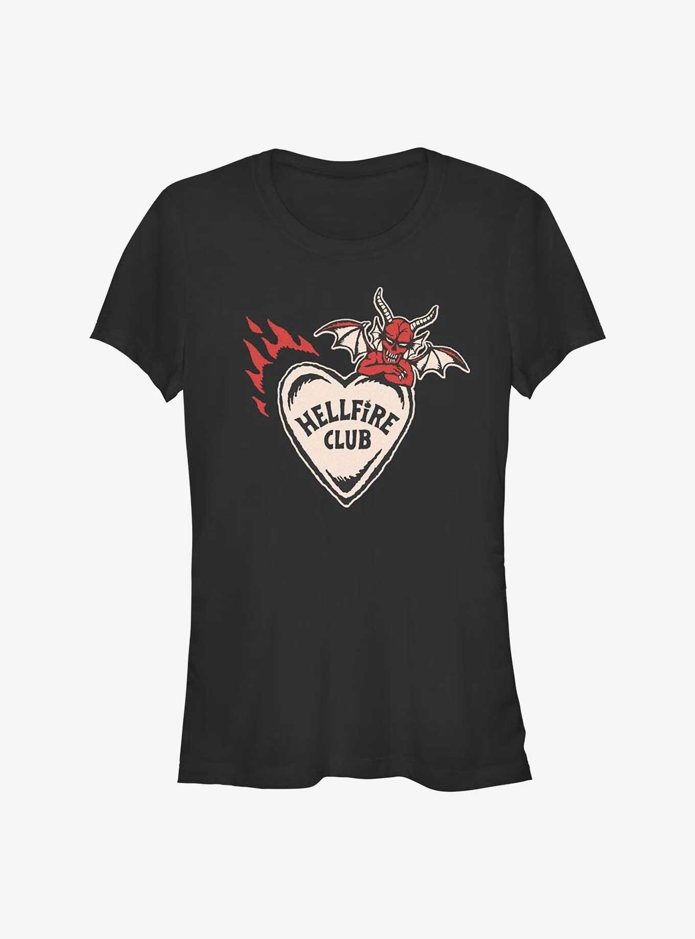 Stranger Things Hellfire Club Devil Heart Girls T-Shirt, BLACK, hi-res