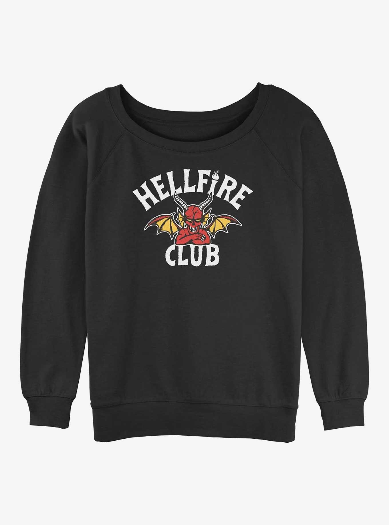 Stranger Things Devil Logo Hellfire Club Girls Slouchy Sweatshirt, , hi-res