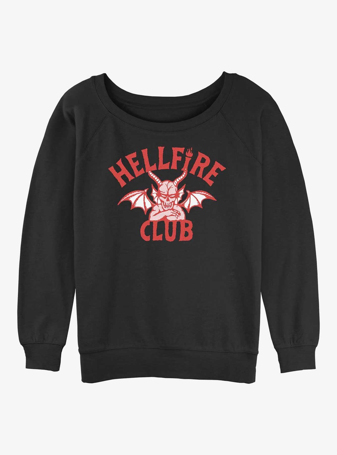Stranger Things Devil Hellfire Club Logo Girls Slouchy Sweatshirt, BLACK, hi-res