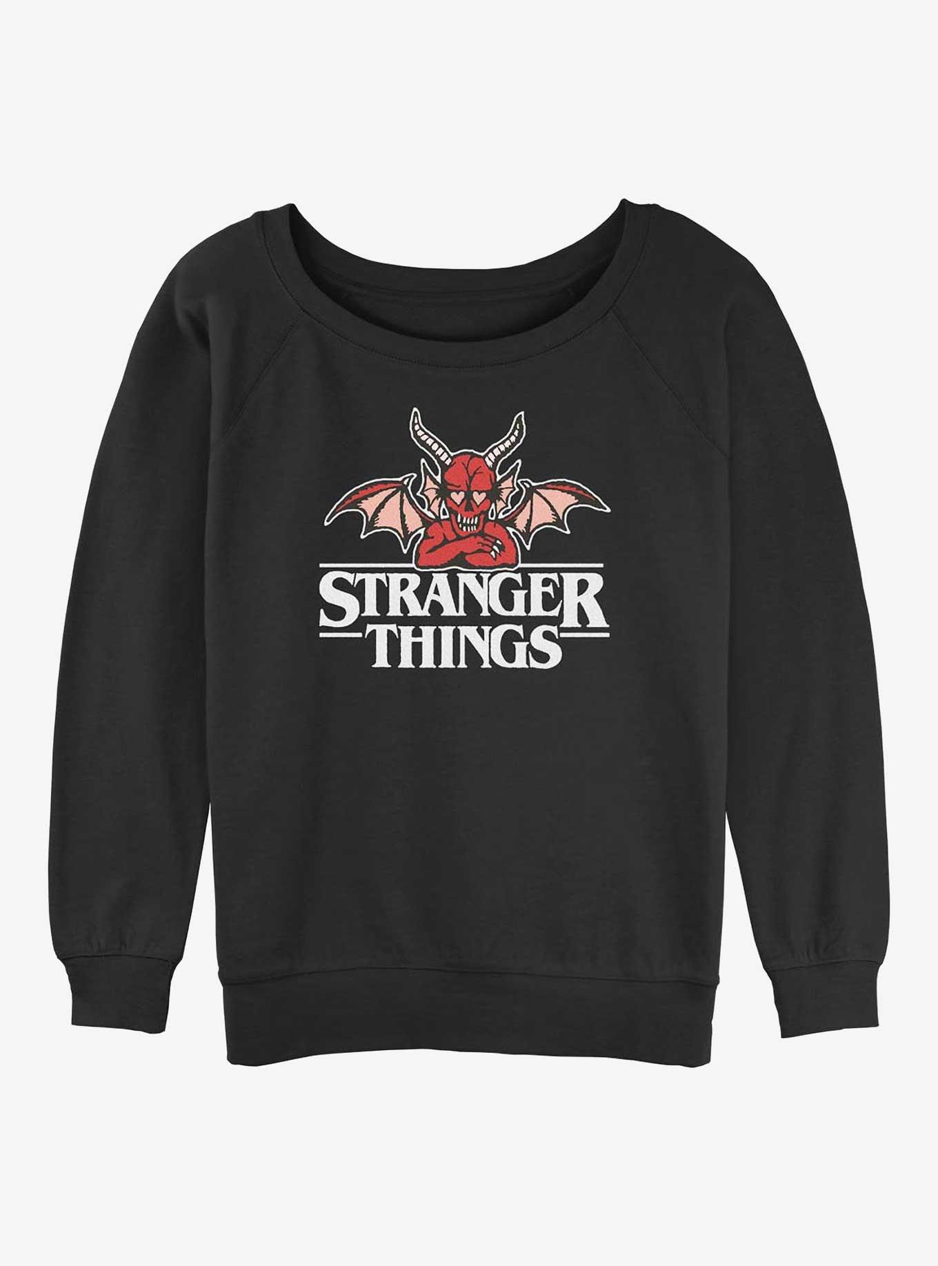 Stranger Things Devil Heart Eyes Girls Slouchy Sweatshirt, , hi-res