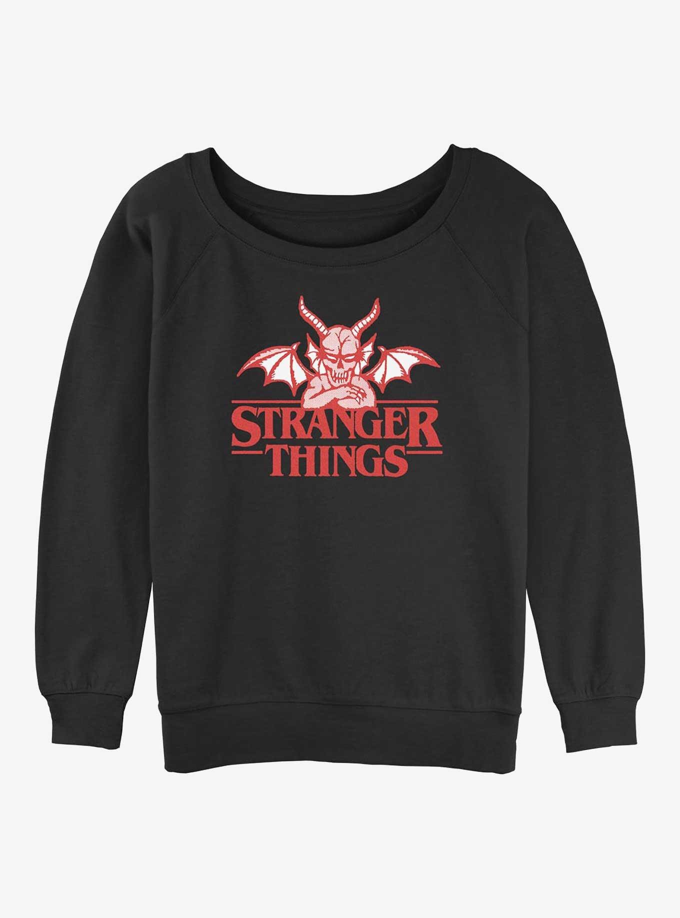 Stranger Things Devil Logo Girls Slouchy Sweatshirt, , hi-res