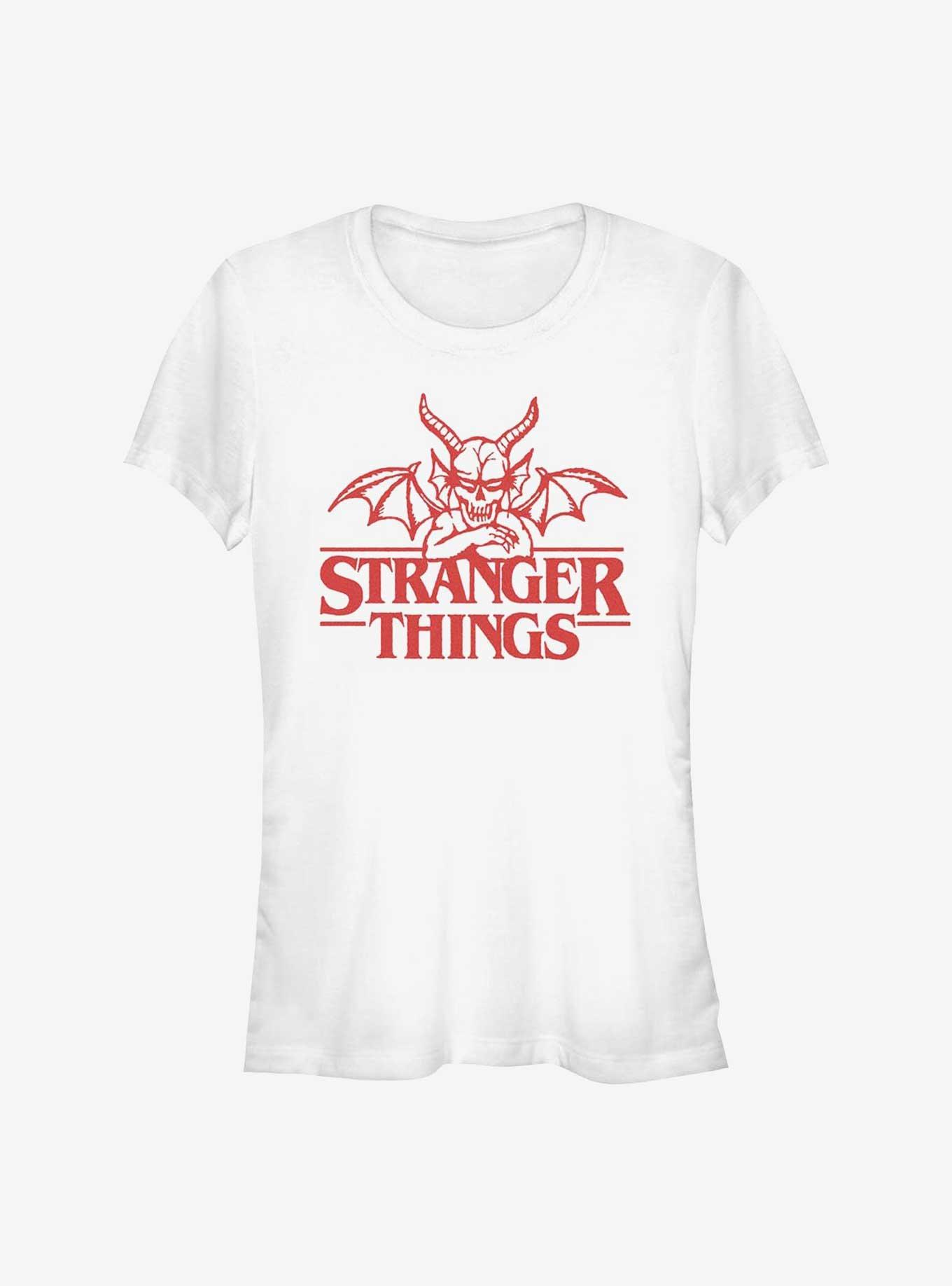 Stranger Things Devil Logo Girls T-Shirt, WHITE, hi-res