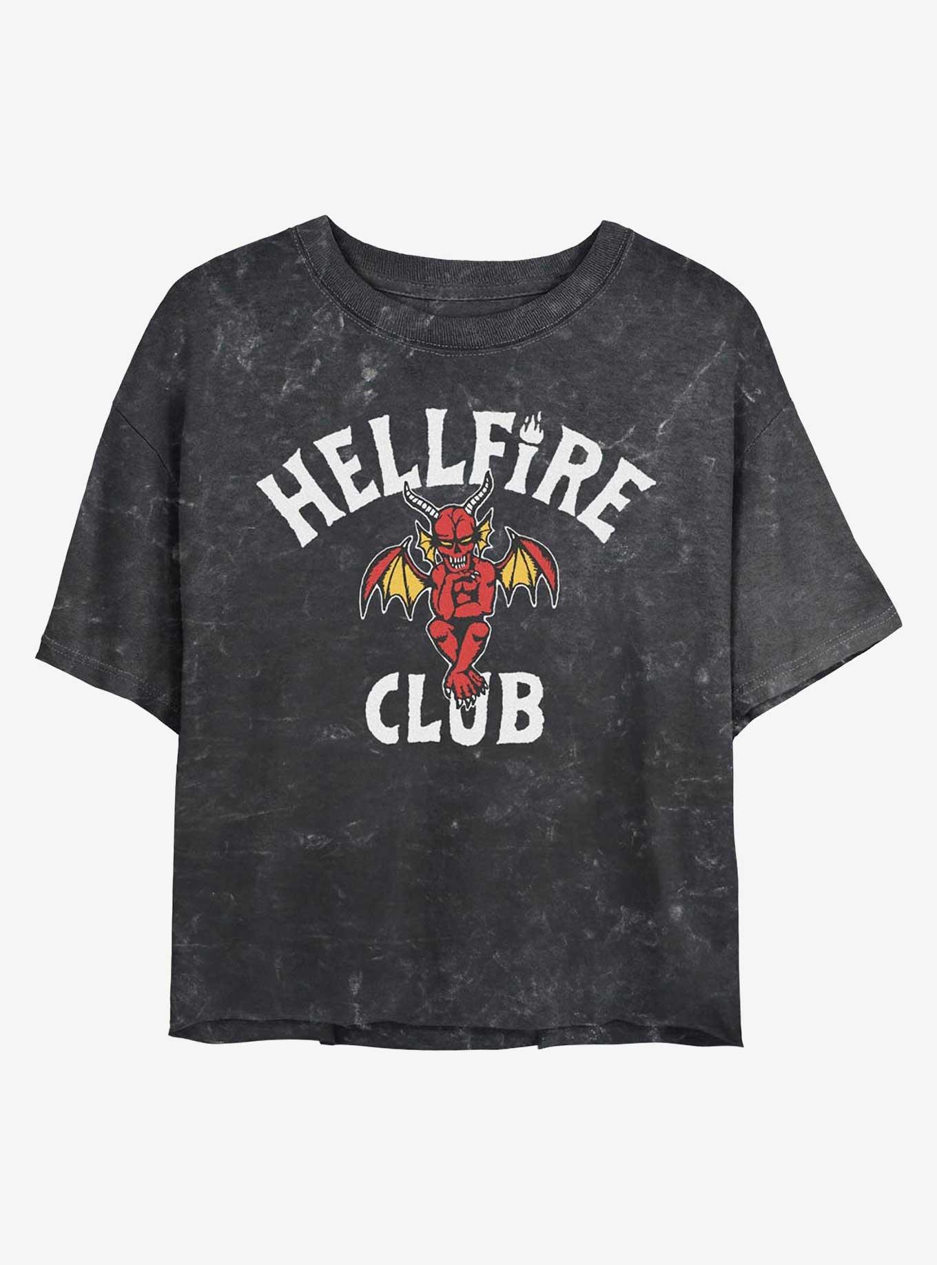 Stranger Things Sitting Devil Girls Mineral Wash Crop T-Shirt, , hi-res