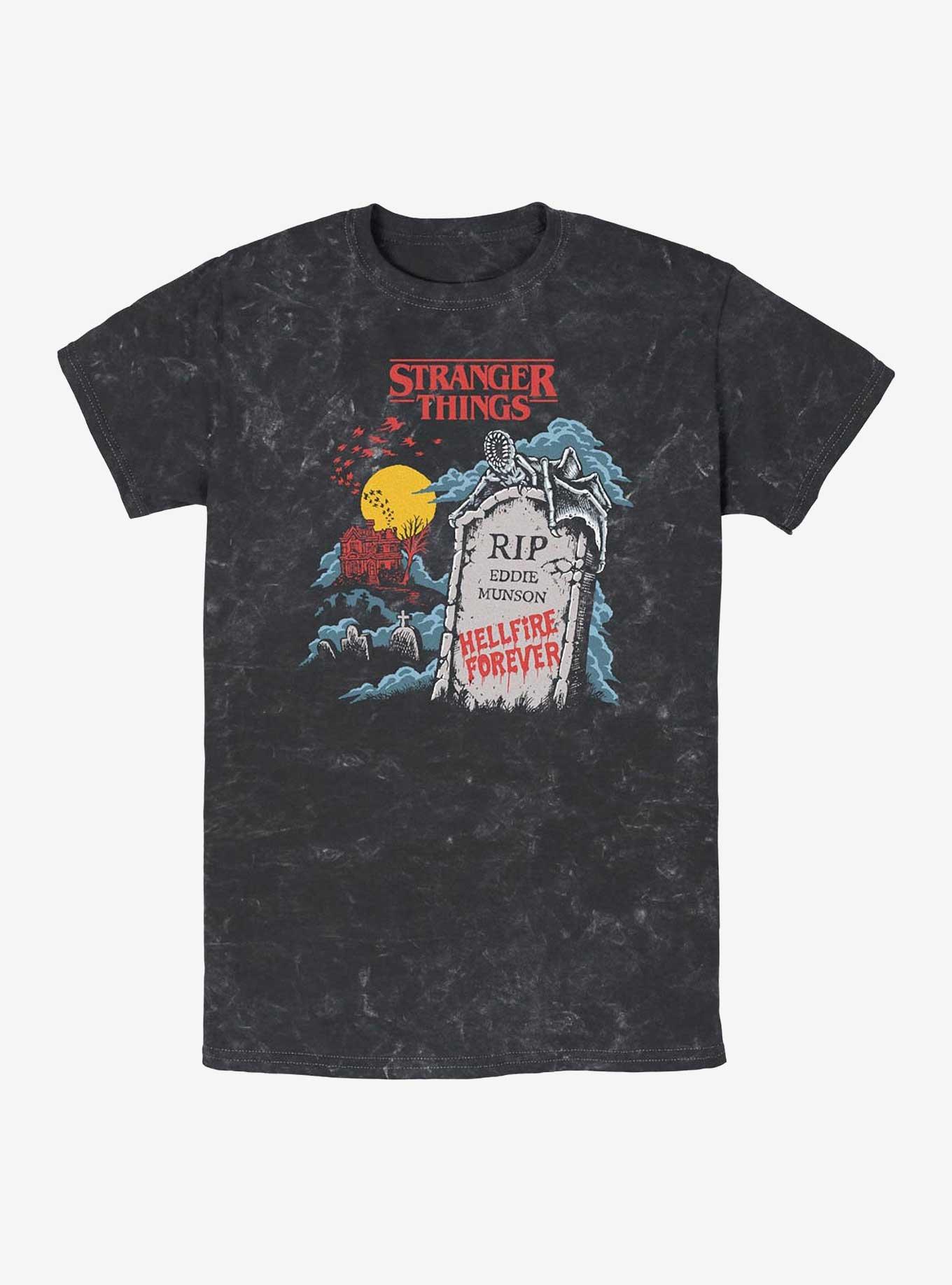Stranger Things RIP Eddie Munson Hellfire Forever Mineral Wash T-Shirt, , hi-res