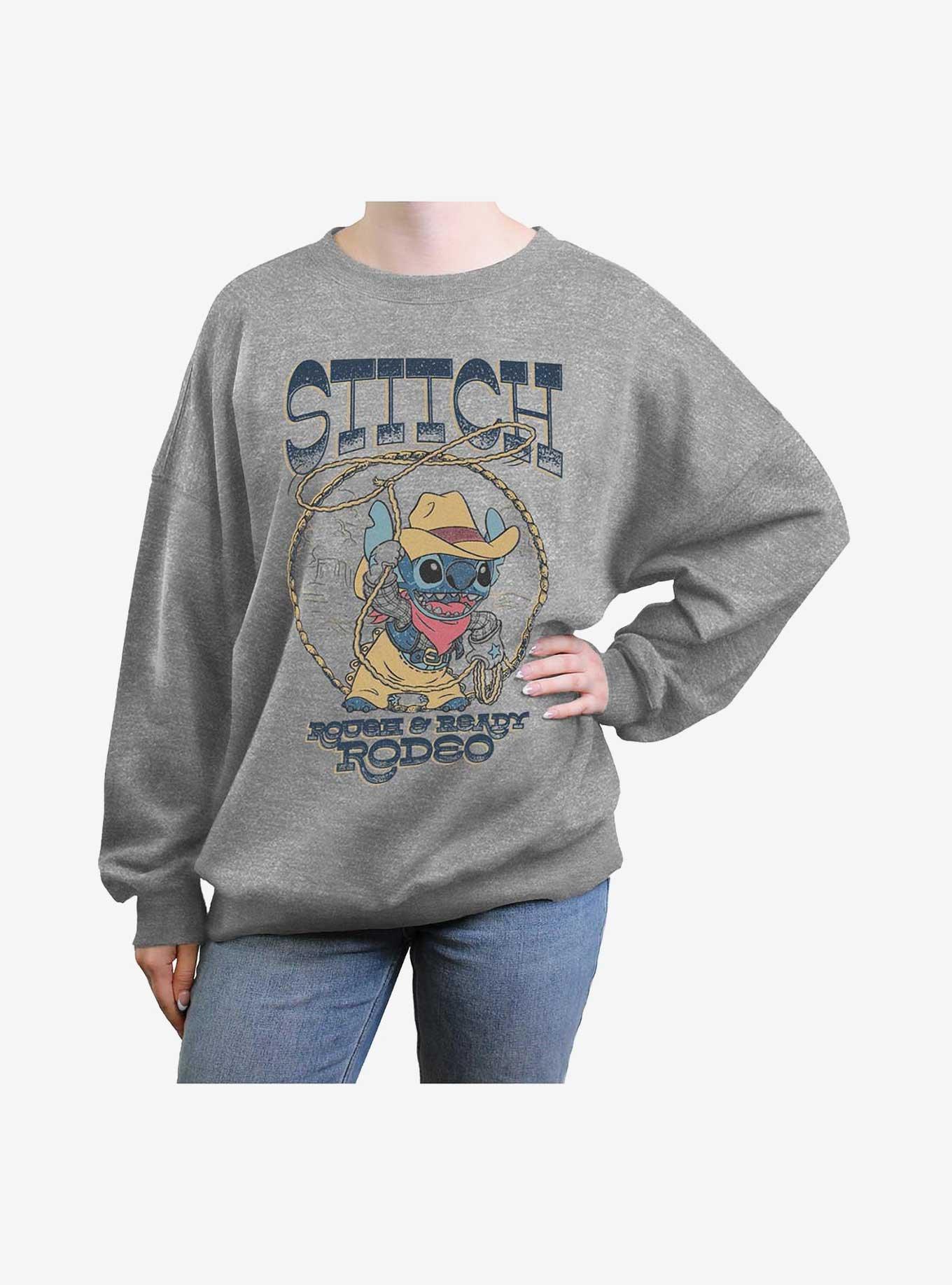 Disney Lilo & Stitch Rough & Ready Rodeo Girls Oversized Sweatshirt Hot Topic Exclusive, HEATHER GR, hi-res