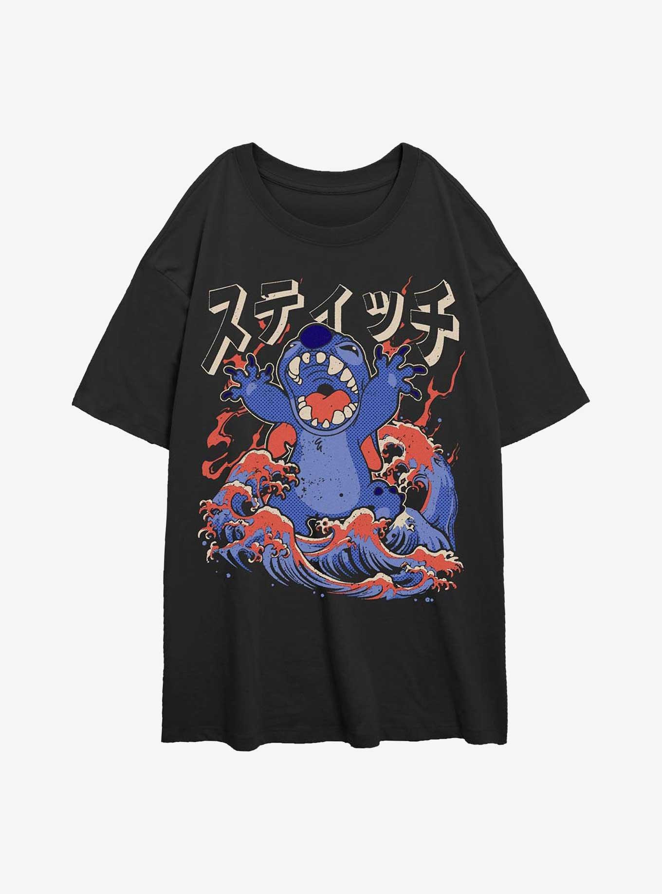 Disney Lilo & Stitch Kaiju Stitch Waves Girls Oversized T-Shirt Hot Topic Exclusive, , hi-res