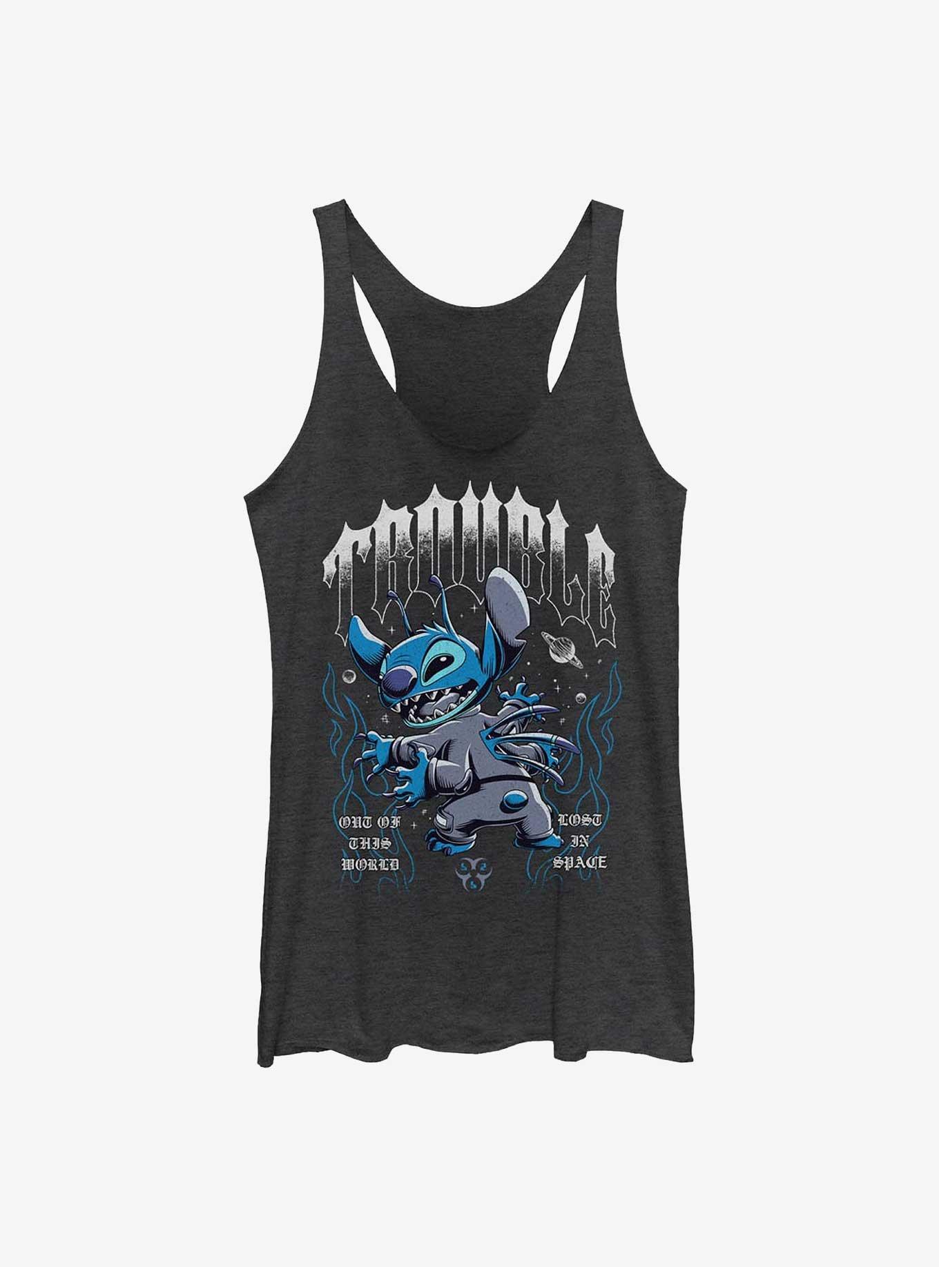 Disney Lilo & Stitch Cosmic Trouble Girls Tank Hot Topic Exclusive, BLK HTR, hi-res