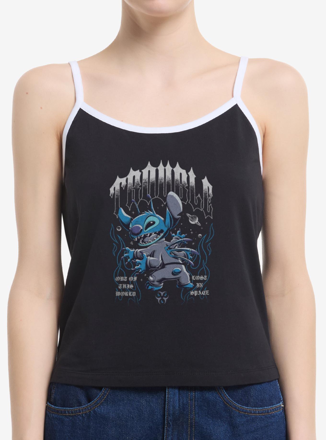 Disney Lilo & Stitch Cosmic Trouble Girls Cami Tank Hot Topic Exclusive, BLACK, hi-res