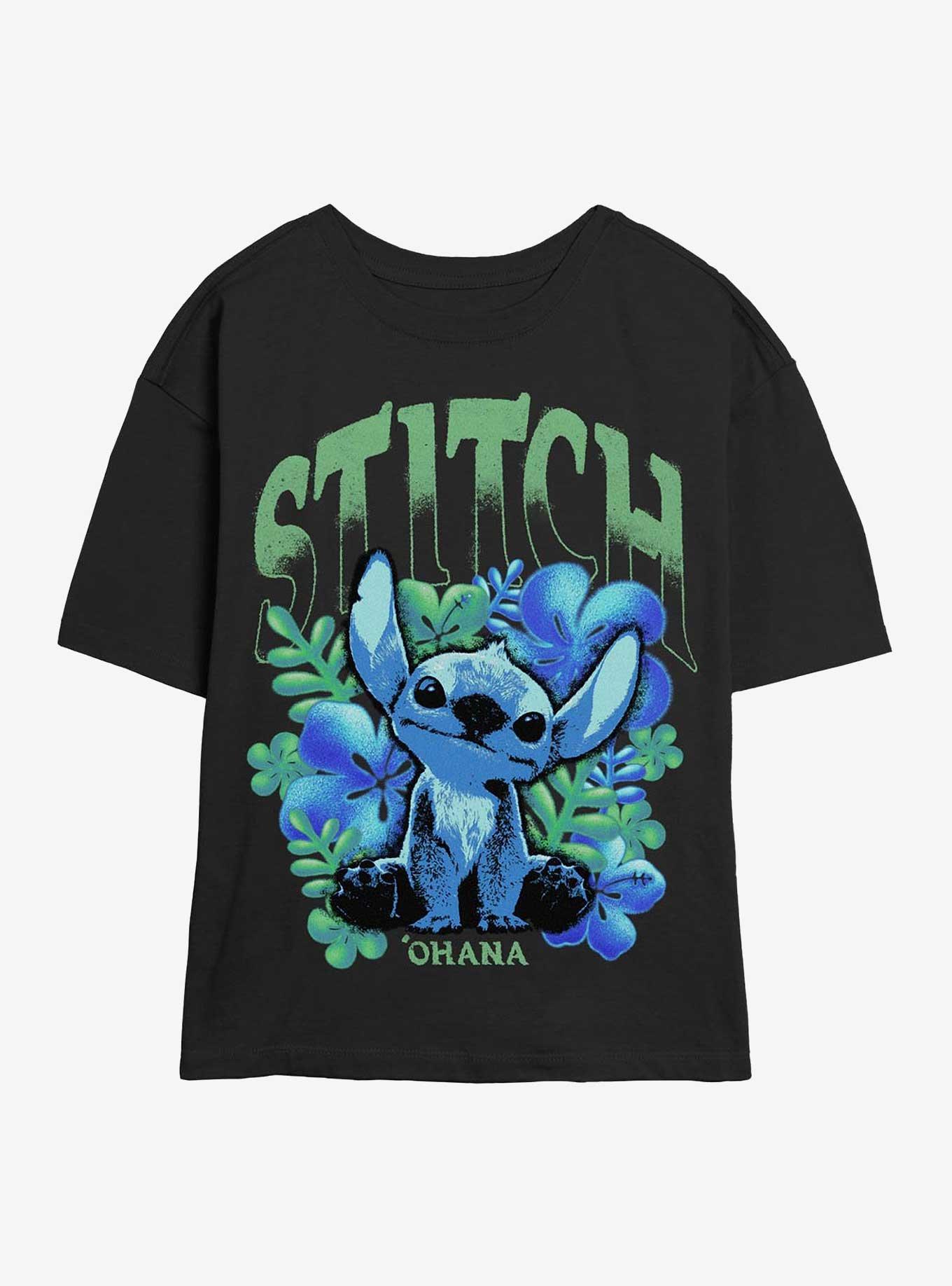 Disney Lilo & Stitch Dark Flowers Girls Skimmer T-Shirt Hot Topic Exclusive, , hi-res