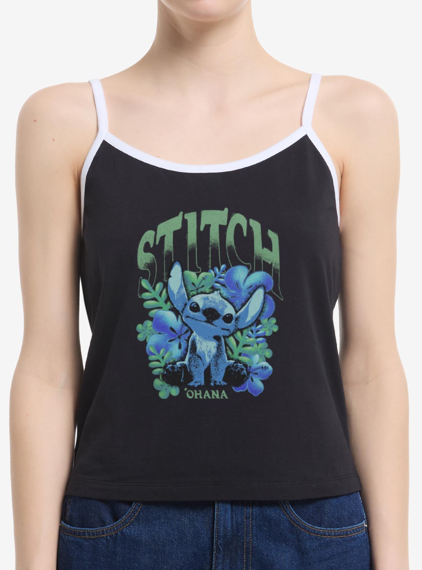 Disney Lilo & Stitch Dark Flowers Girls Cami Tank Hot Topic Exclusive, , hi-res