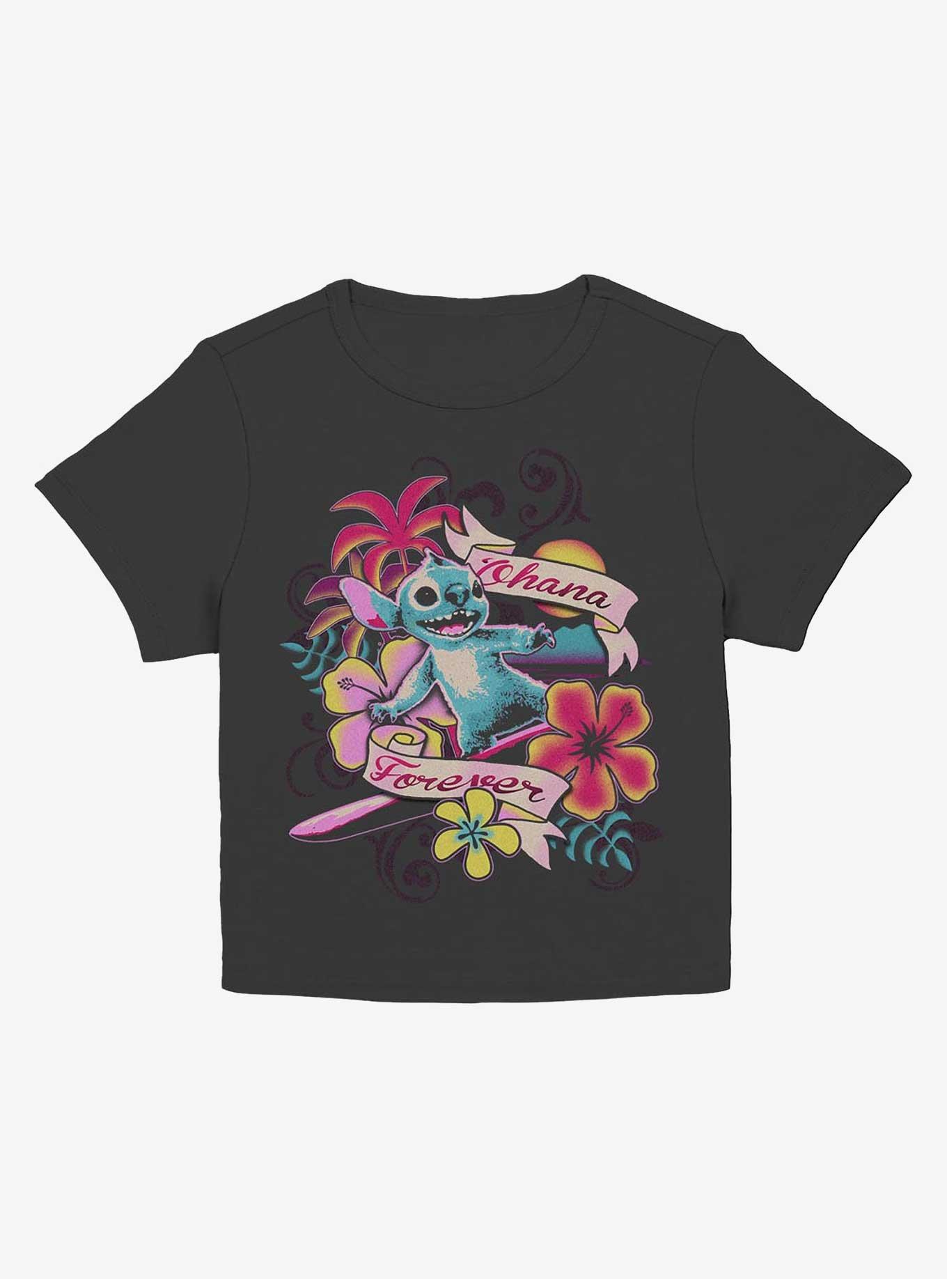 Disney Lilo & Stitch Ohana Forever Floral Girls Baby T-Shirt Hot Topic Exclusive, BLACK, hi-res