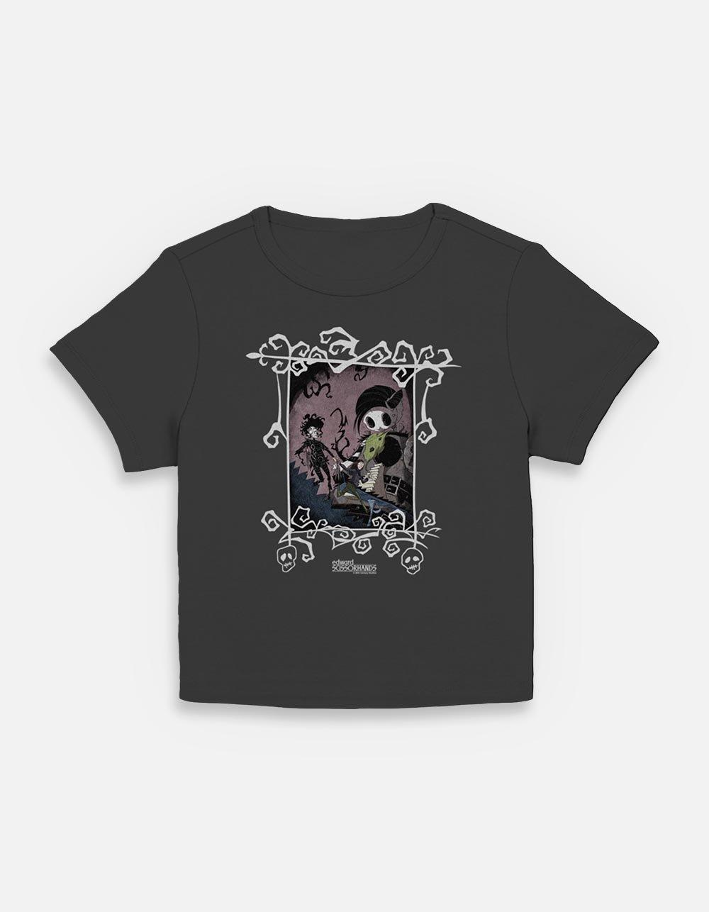 Edward Scissorhands Comic Frame Womens Baby T-Shirt, BLACK, hi-res