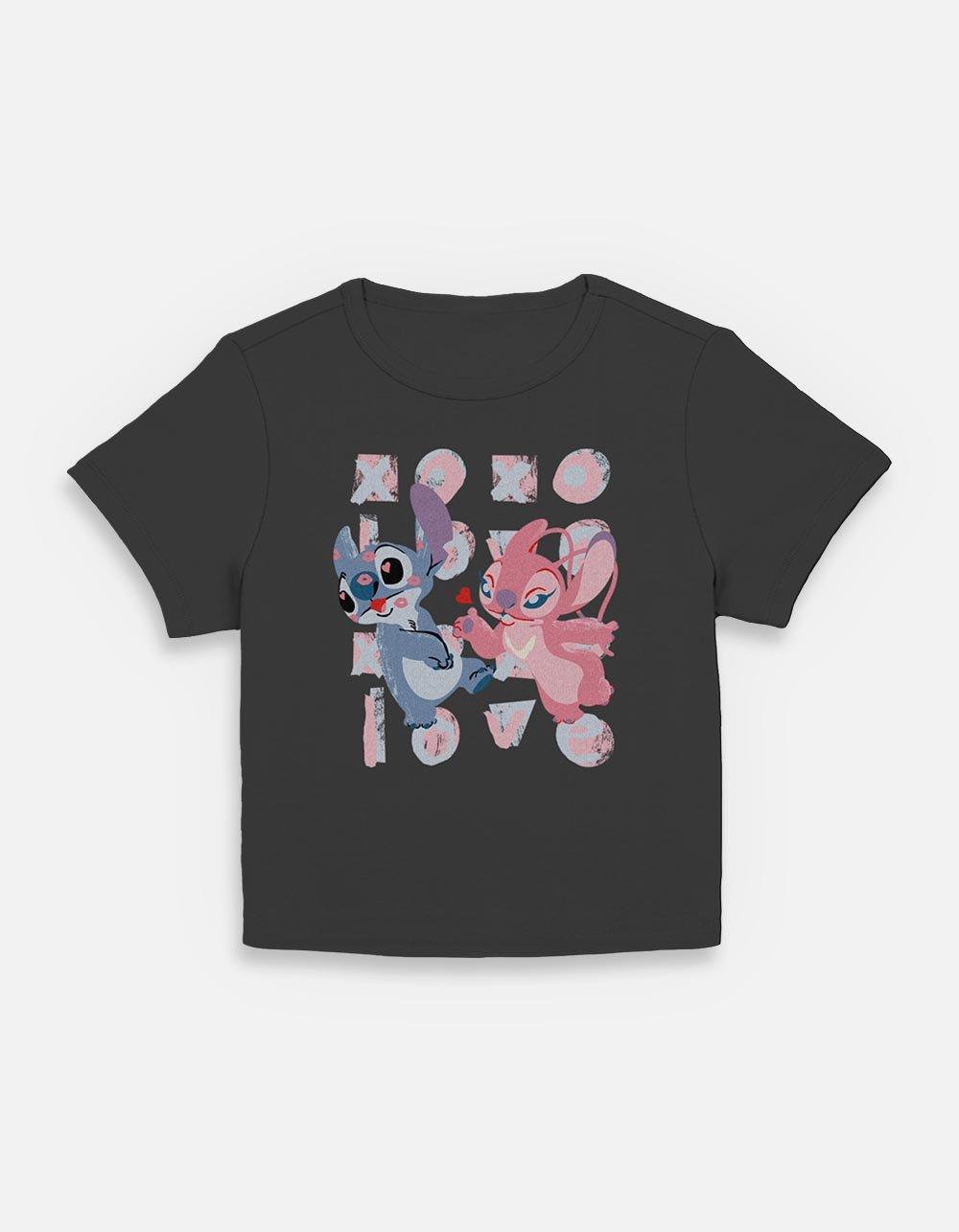 Disney Lilo & Stitch Angel And Stitch Kisses Womens Baby T-Shirt, CHARCOAL, hi-res