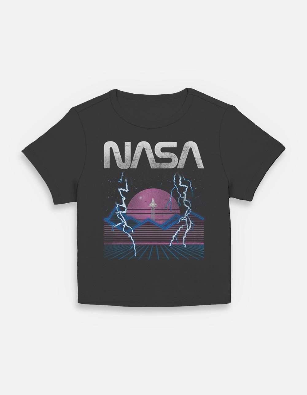 NASA Mountain Glow Womens Baby T-Shirt, BLACK, hi-res