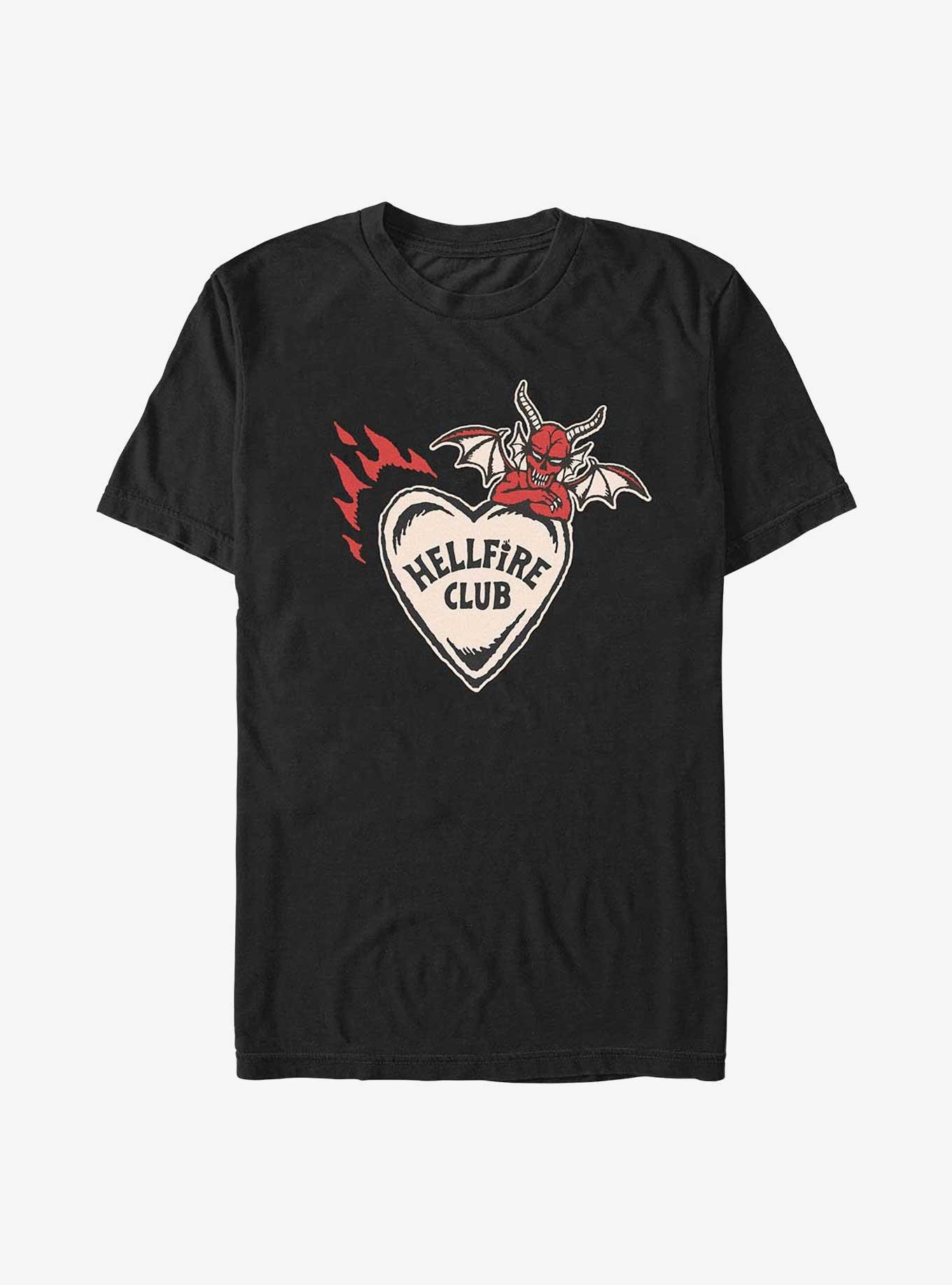 Stranger Things Hellfire Club Devil Heart T-Shirt, BLACK, hi-res