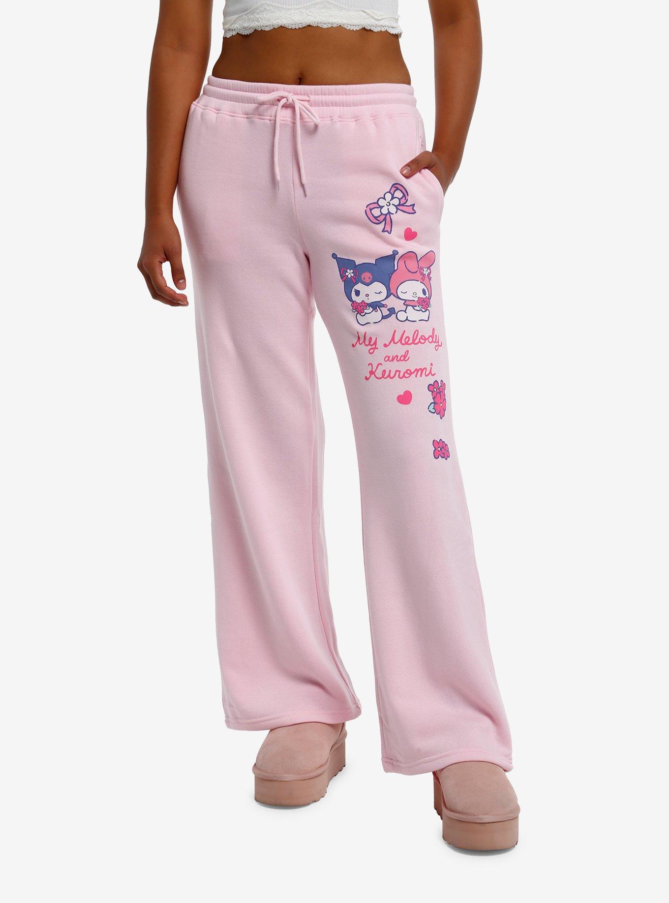 My Melody & Kuromi Pink Wide Leg Sweatpants, , hi-res