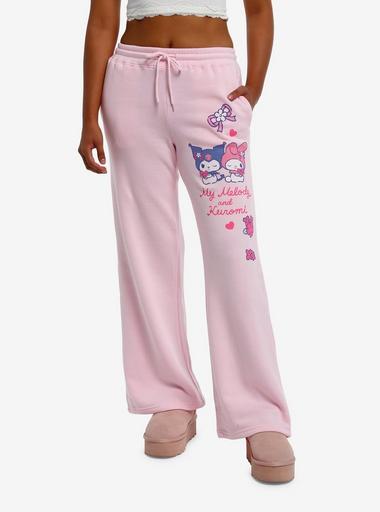 My Melody & Kuromi Pink Wide Leg Sweatpants | Hot Topic