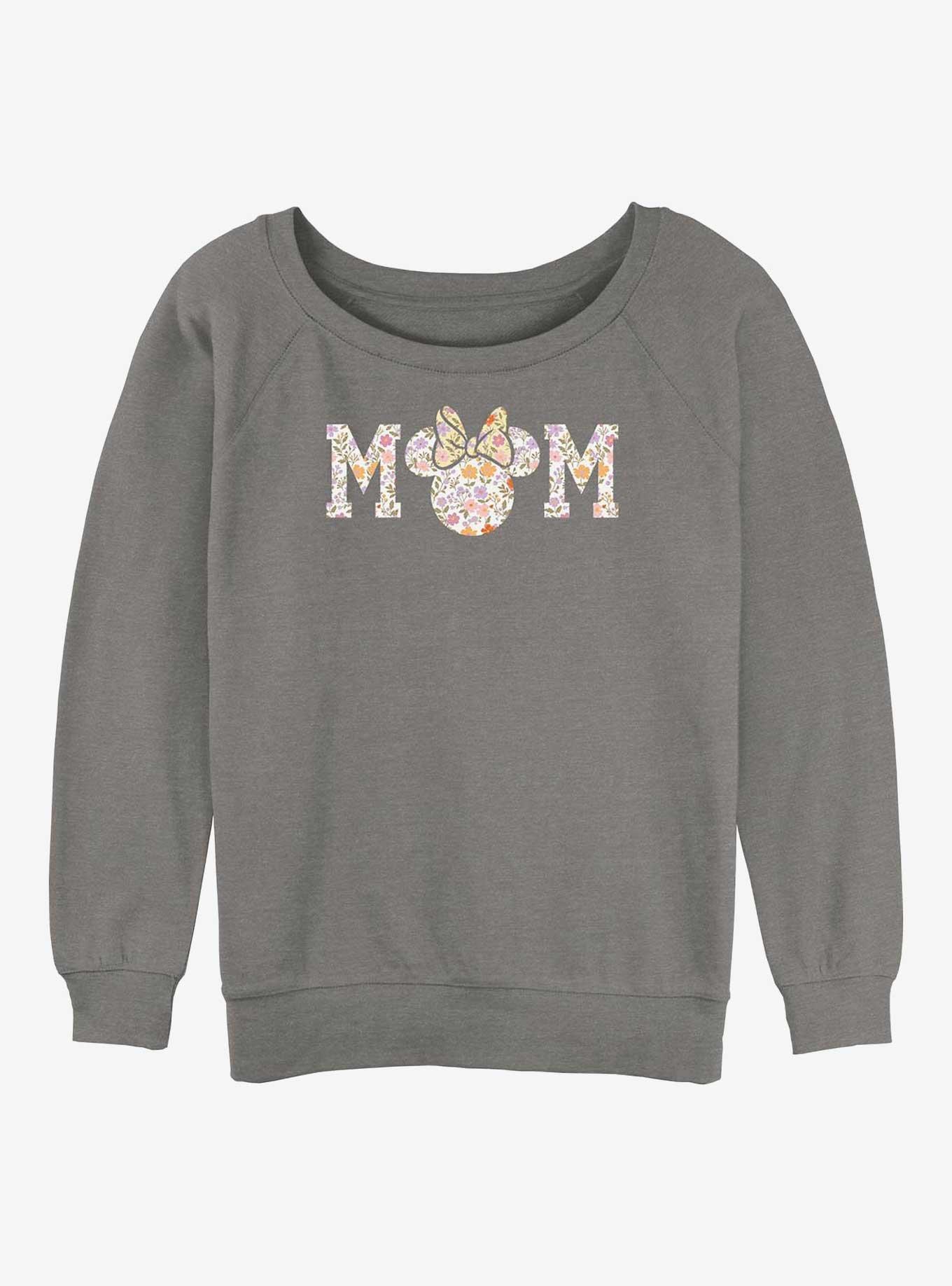 Disney Minnie Mouse Mom Floral Girls Slouchy Sweatshirt, GRAY HTR, hi-res