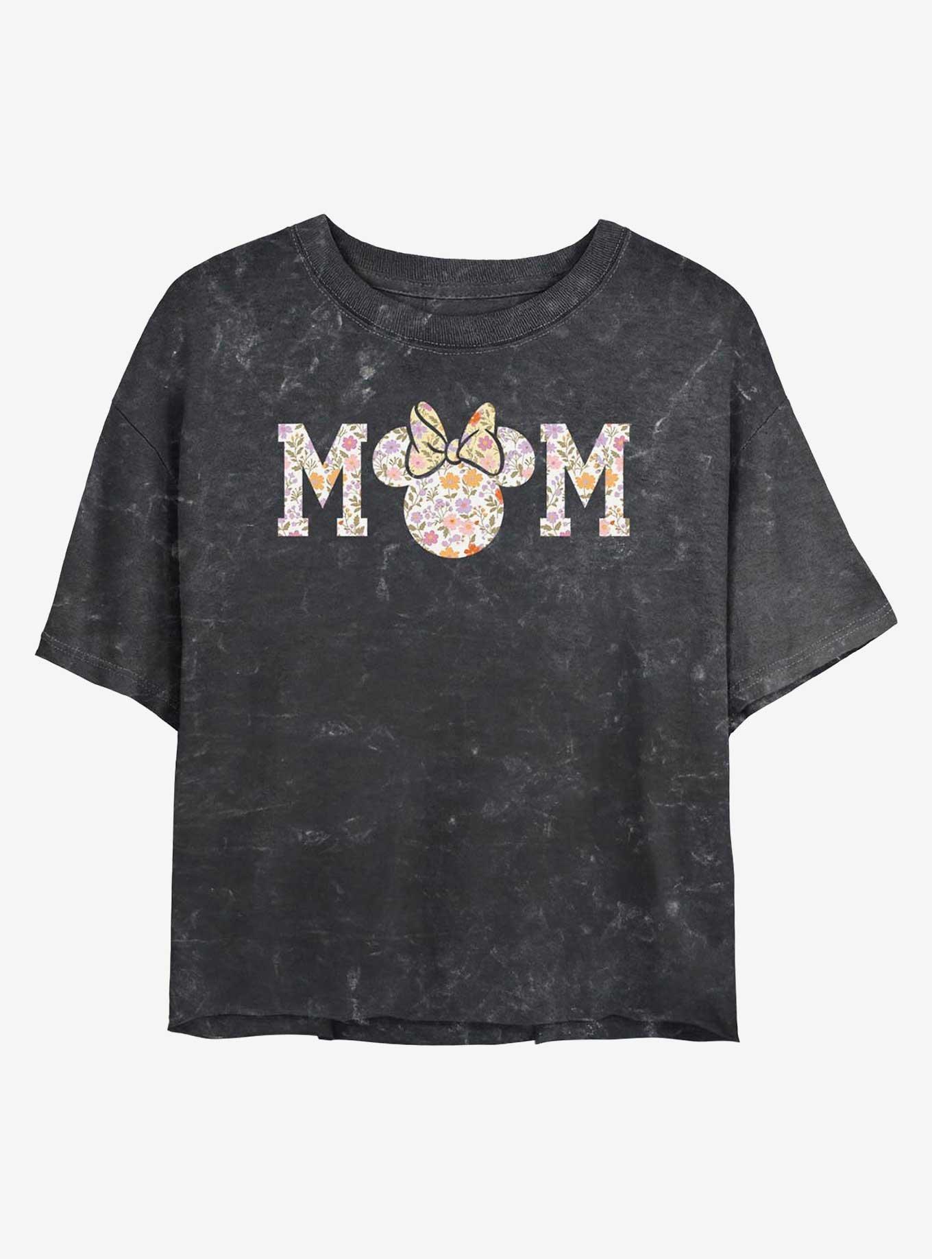 Disney Minnie Mouse Mom Floral Girls Tie-Dye Crop T-Shirt, , hi-res