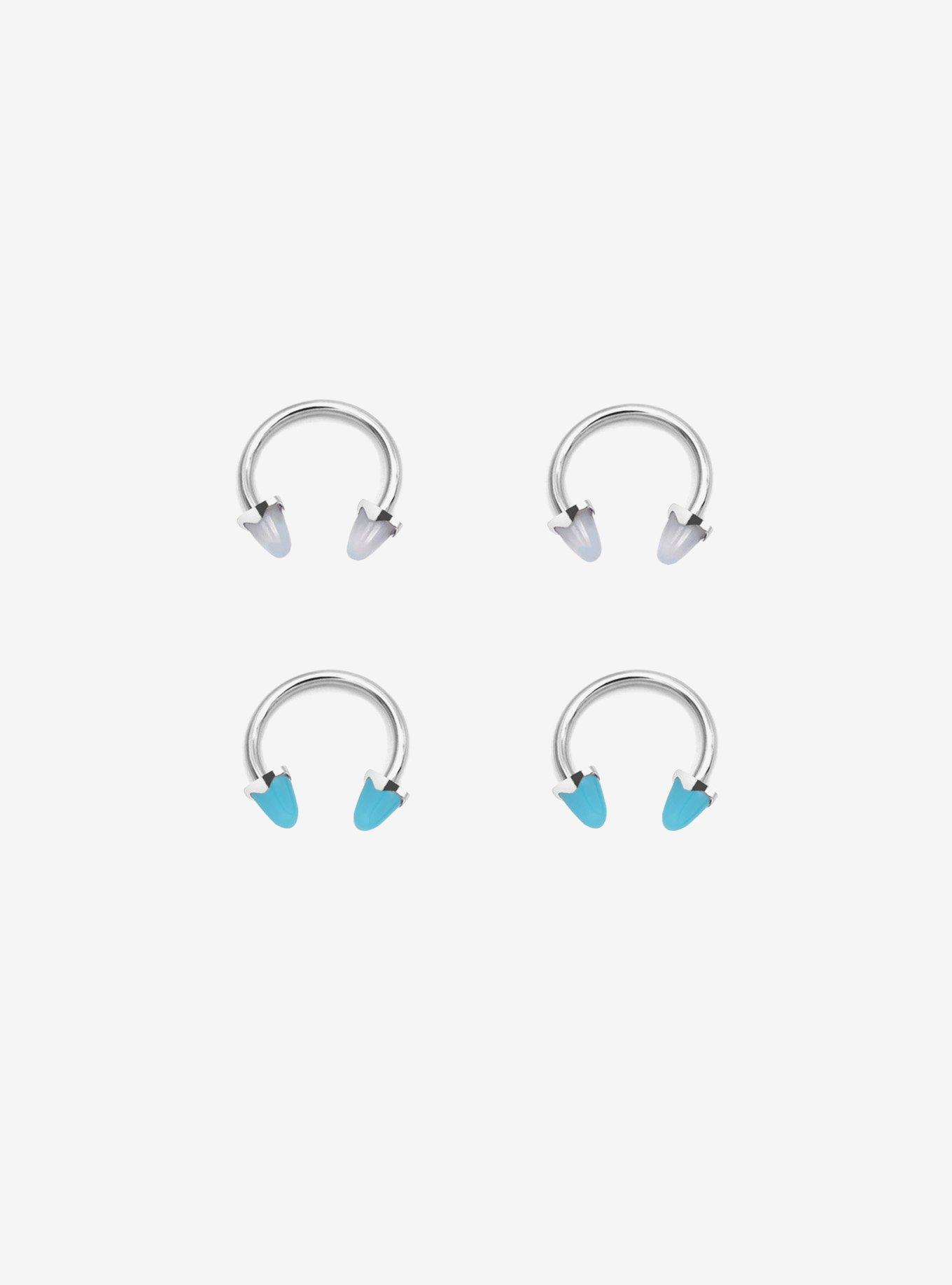 Steel Opalite Turquoise Stone Circular Barbell 4 pack, , hi-res