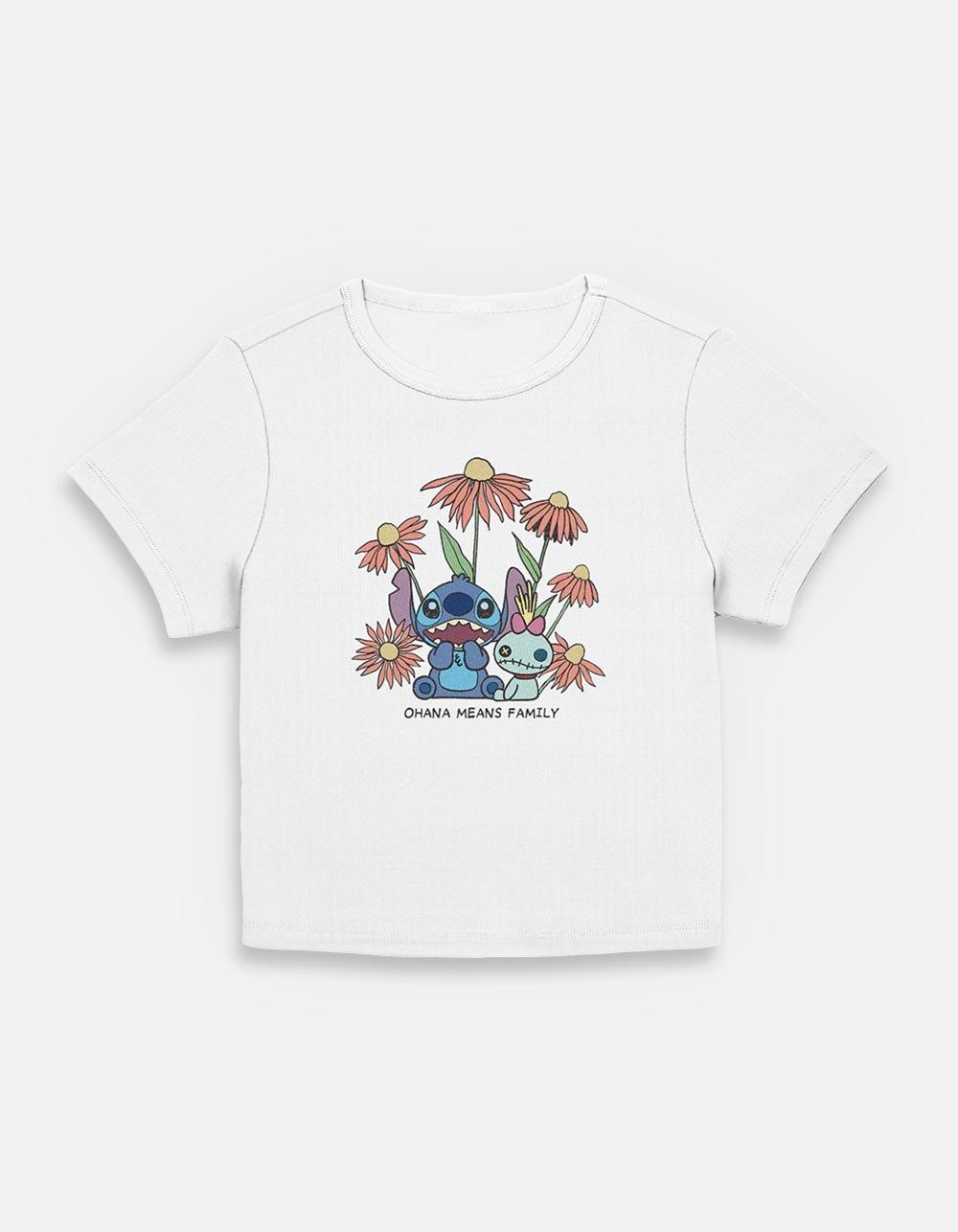 Disney Lilo & Stitch Chibi Floral Womens Baby T-Shirt,New Products : American Fashion Style Bags On Sale