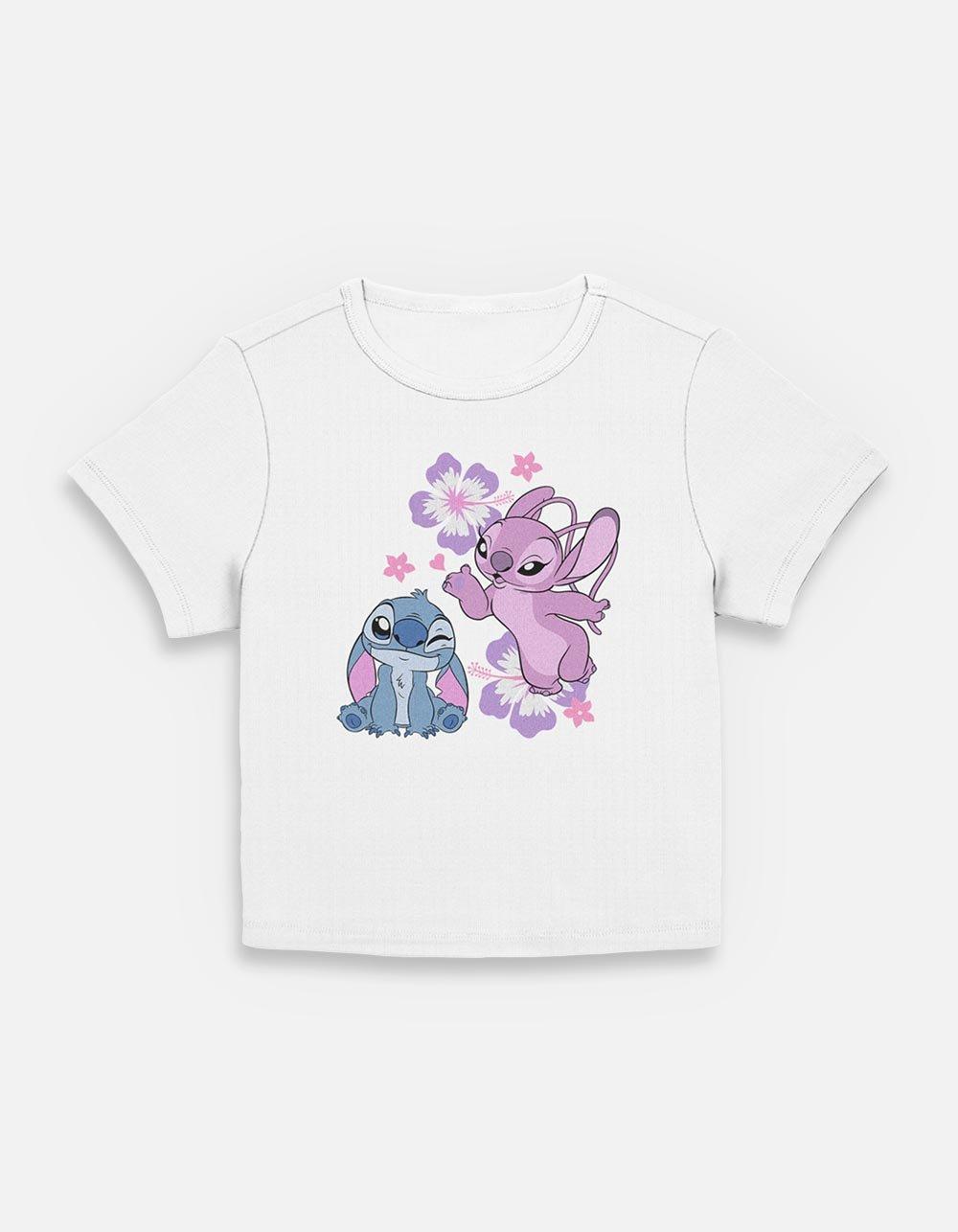 Disney Lilo & Stitch With Angel Hibiscus Womens Baby T-Shirt,New Products : American Fashion Style Bags On Sale