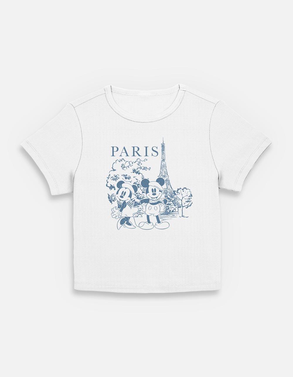 Disney Mickey Mouse & Minnie Mouse Couple Drawing In Paris Womens Baby T-Shirt,New Products : American Fashion Style Bags On Sale