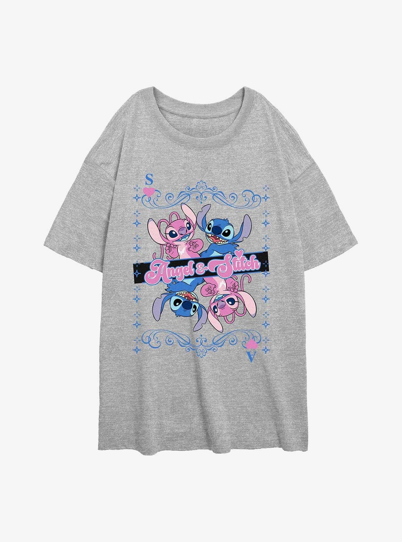 Disney Lilo & Stitch Angel And Stitch Card Girls Oversized T-Shirt, , hi-res