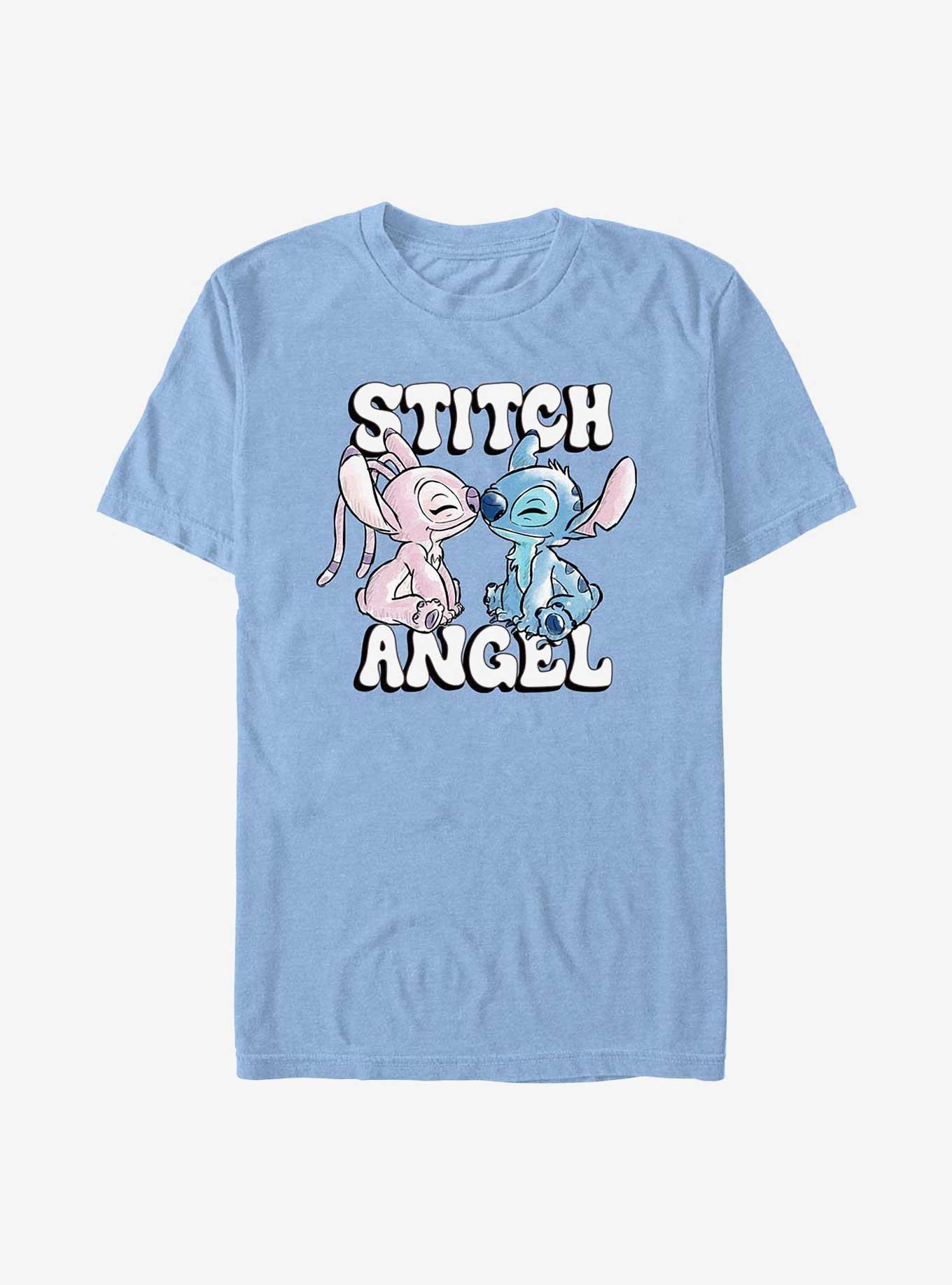 Disney Lilo & Stitch Angel & Stitch Love T-Shirt, LT BLU HTR, hi-res