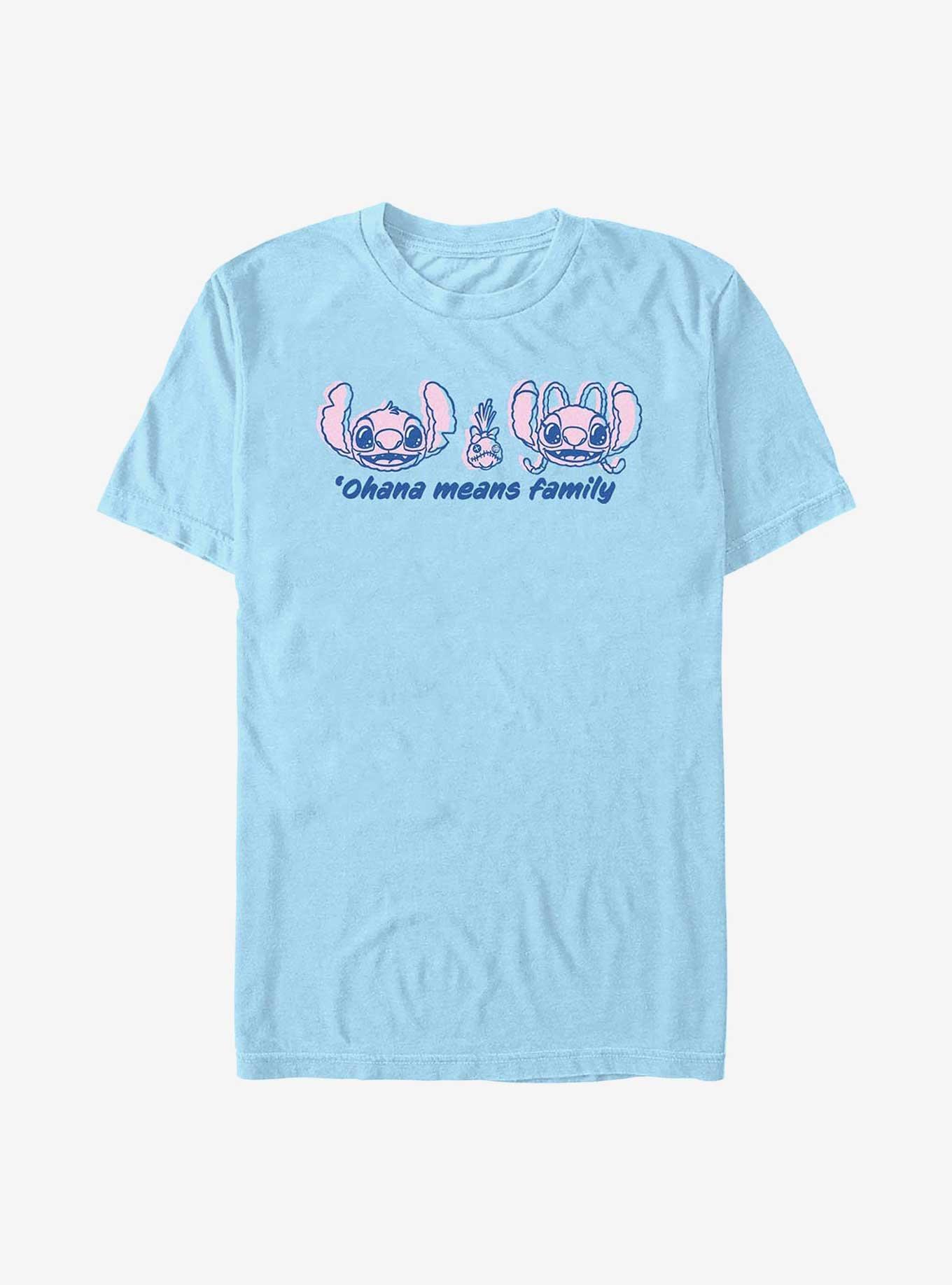 Disney Lilo & Stitch Ohana Means Family Quote T-Shirt, LT BLUE, hi-res