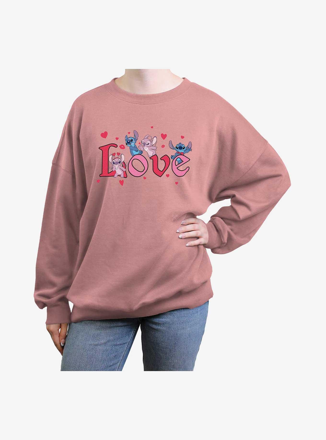 Disney Lilo & Stitch Angel Stitch In Love Girls Oversized Sweatshirt, , hi-res
