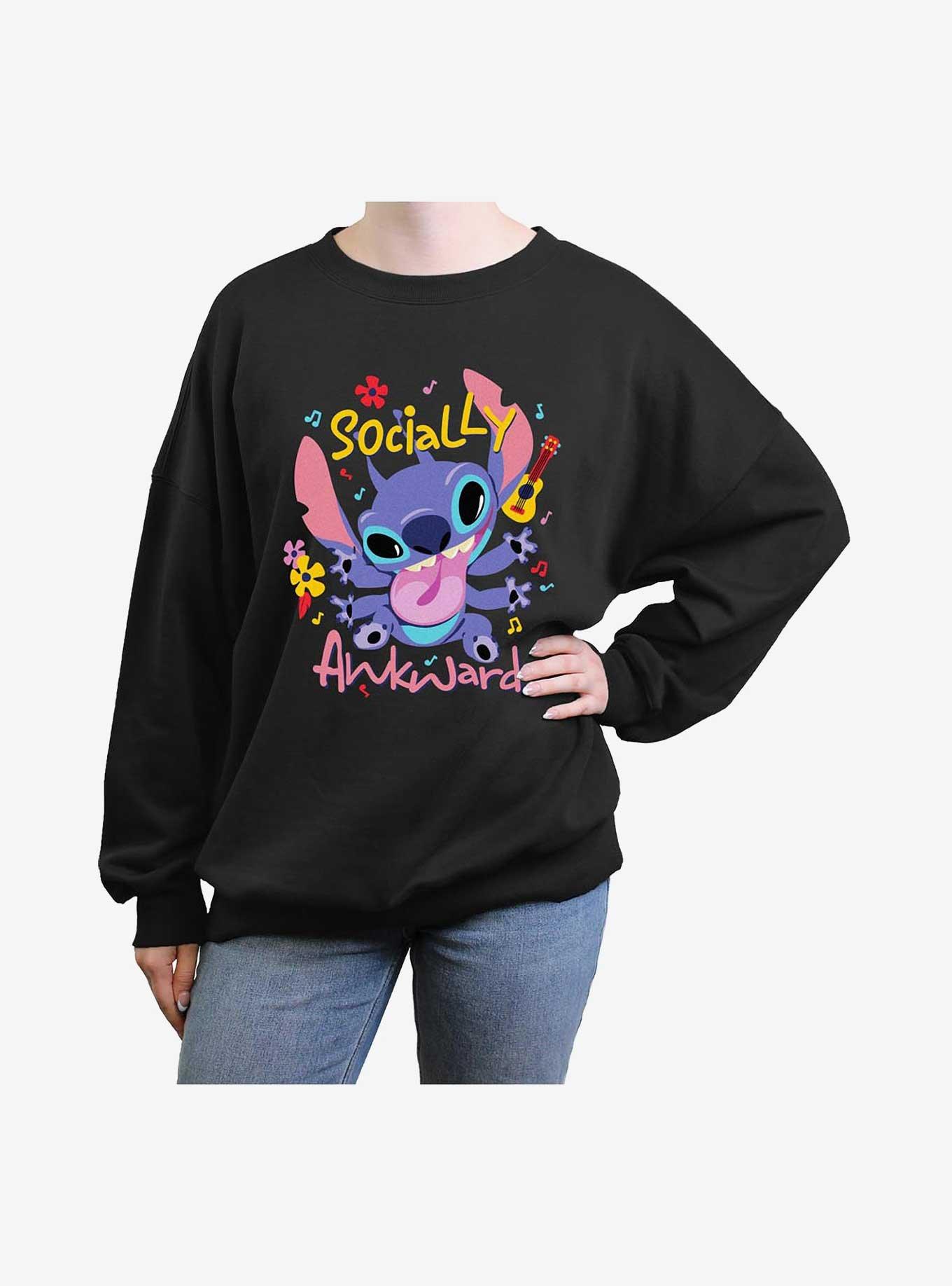 Disney Lilo & Stitch Socially Awkward Girls Oversized Sweatshirt, , hi-res