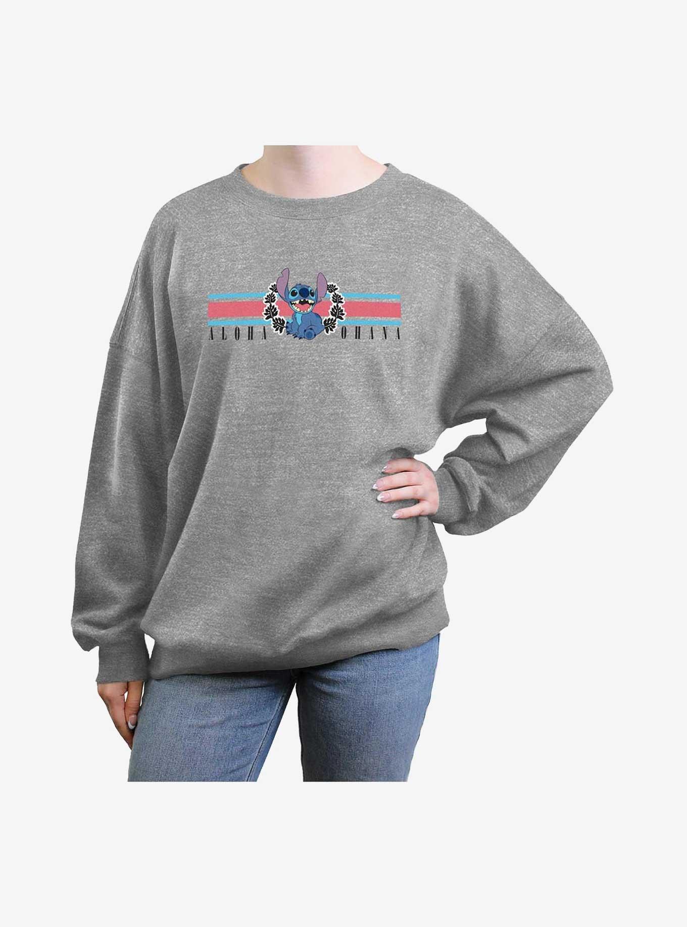 Disney Lilo & Stitch Collegiate Aloha Ohana Girls Oversized Sweatshirt, , hi-res