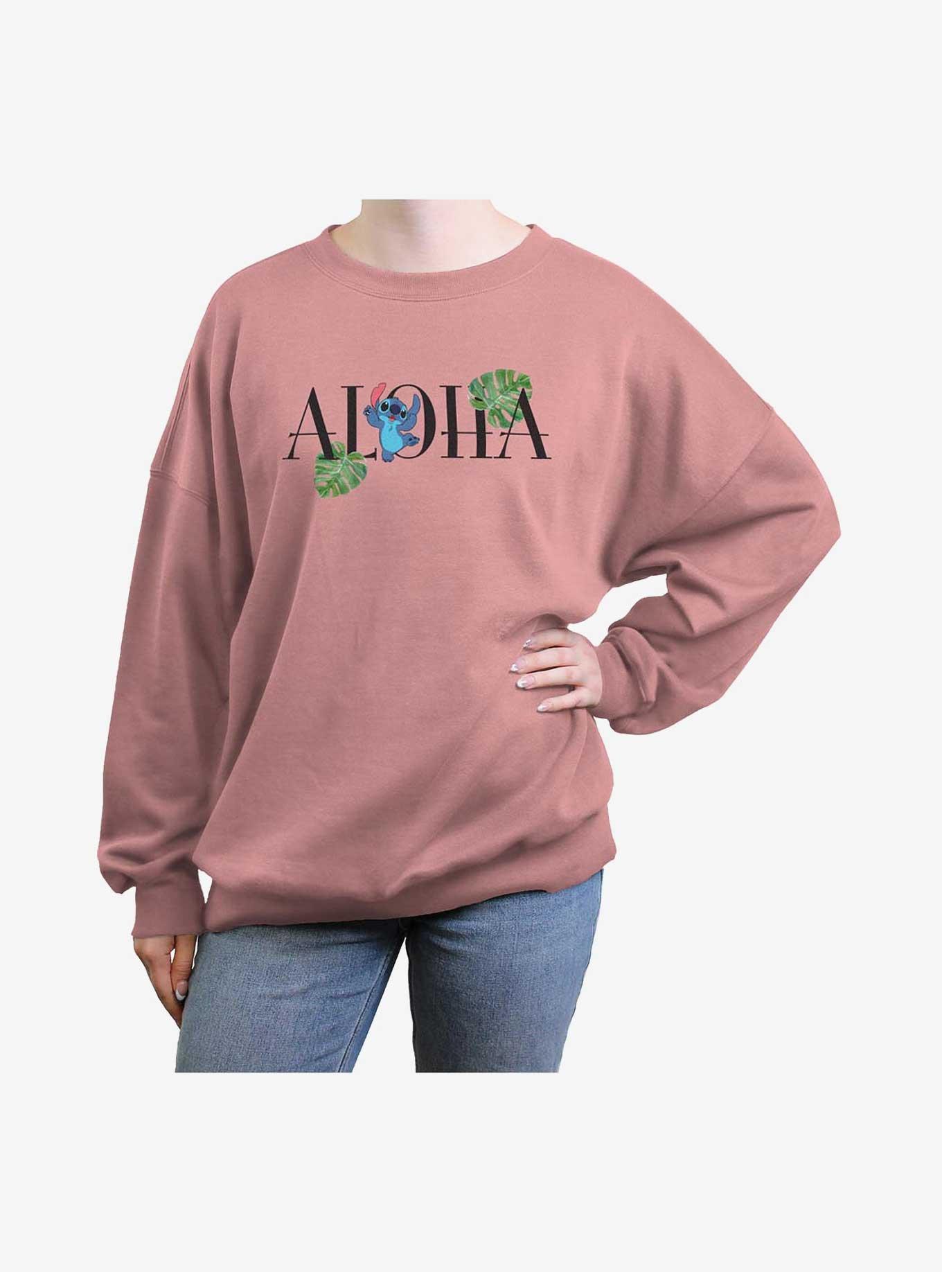 Disney Lilo & Stitch Aloha Leaves Girls Oversized Sweatshirt, , hi-res