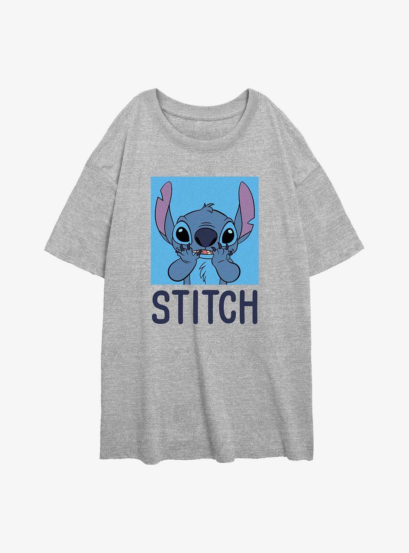 Disney Lilo & Stitch Bashful Stitch Girls Oversized T-Shirt, ATH HTR, hi-res