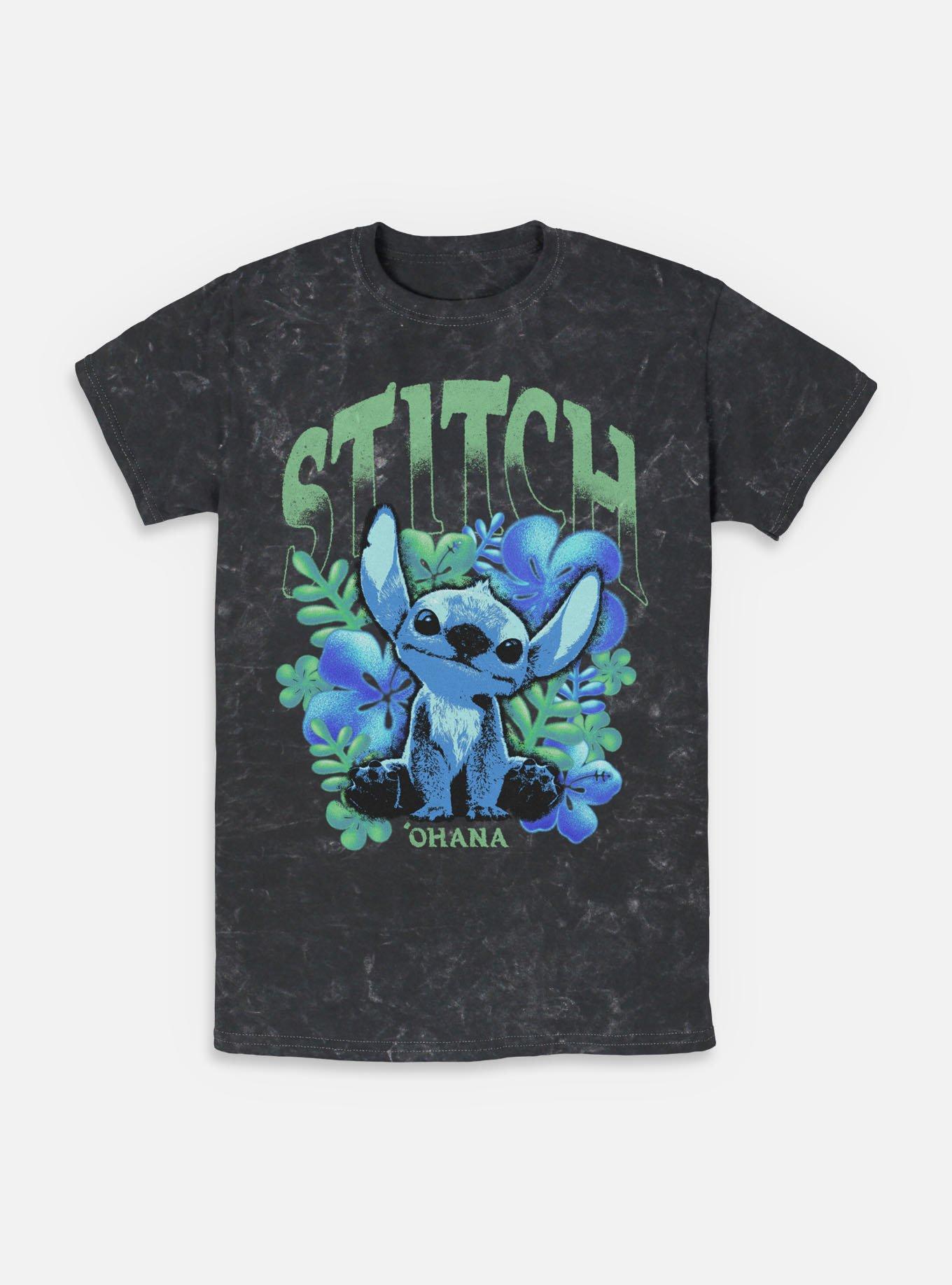 Disney Lilo & Stitch Dark Floral Mineral Wash T-Shirt BoxLunch Exclusive, , hi-res