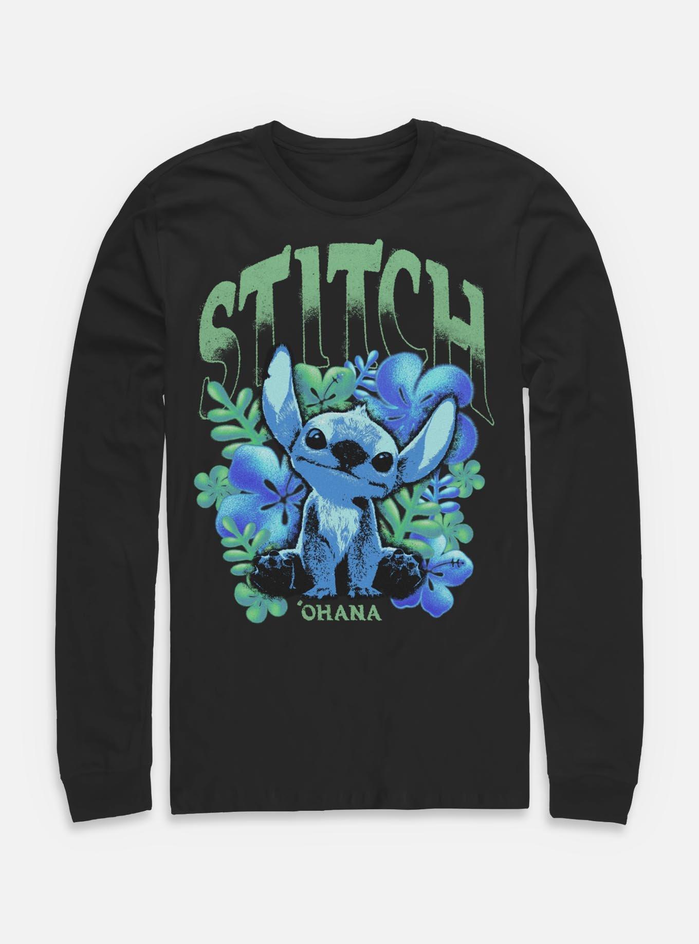 Disney Lilo & Stitch Dark Floral Long-Sleeve T-Shirt BoxLunch Exclusive, , hi-res