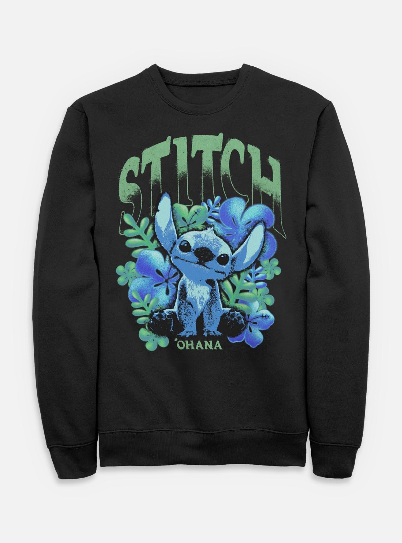 Disney Lilo & Stitch Dark Floral Sweatshirt BoxLunch Exclusive, , hi-res