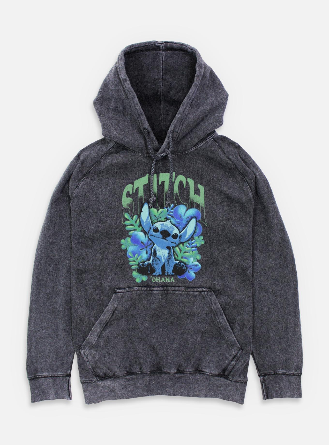 Disney Lilo & Stitch Dark Floral Mineral Wash Hoodie BoxLunch Exclusive, , hi-res