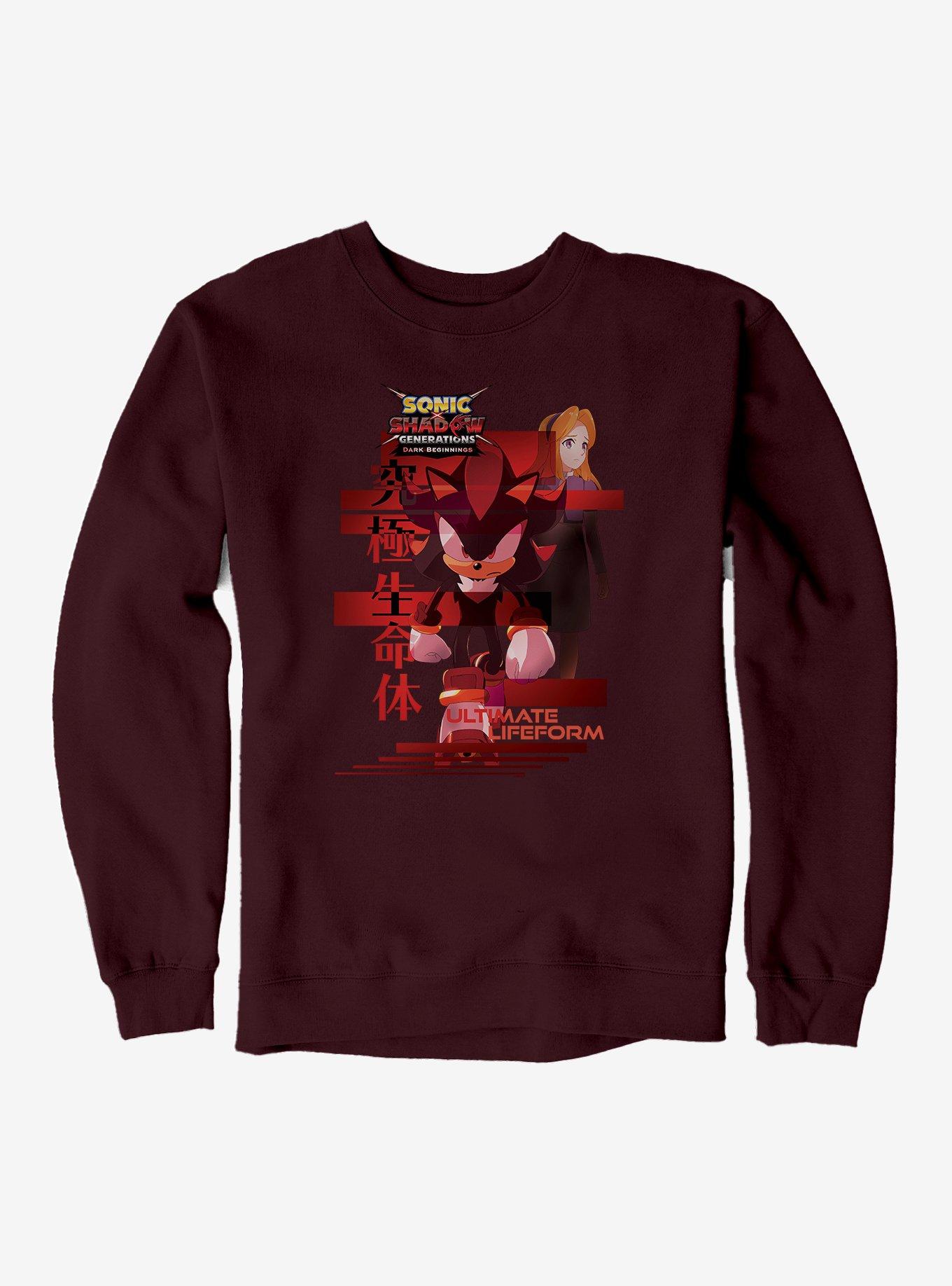 Sonic X Shadow Generations: Dark Beginnings Ultimate Lifeform Sweatshirt, MAROON, hi-res