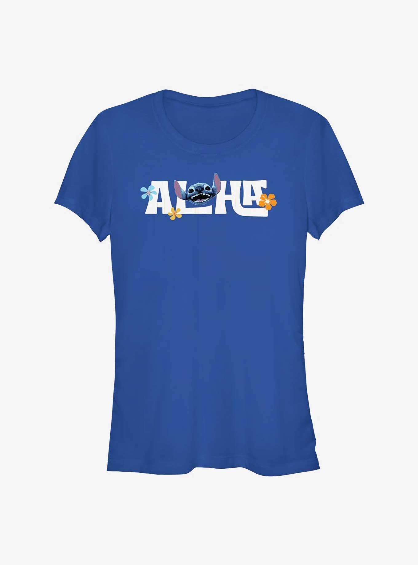 Disney Lilo & Stitch Live Action Aloha Face Girls T-Shirt, ROYAL, hi-res