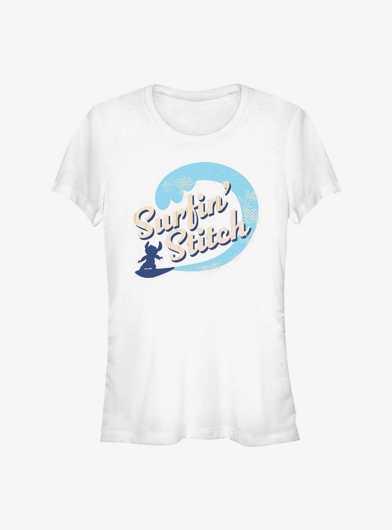 Disney Lilo & Stitch Live Action Surfing Stitch Girls T-Shirt, WHITE, hi-res