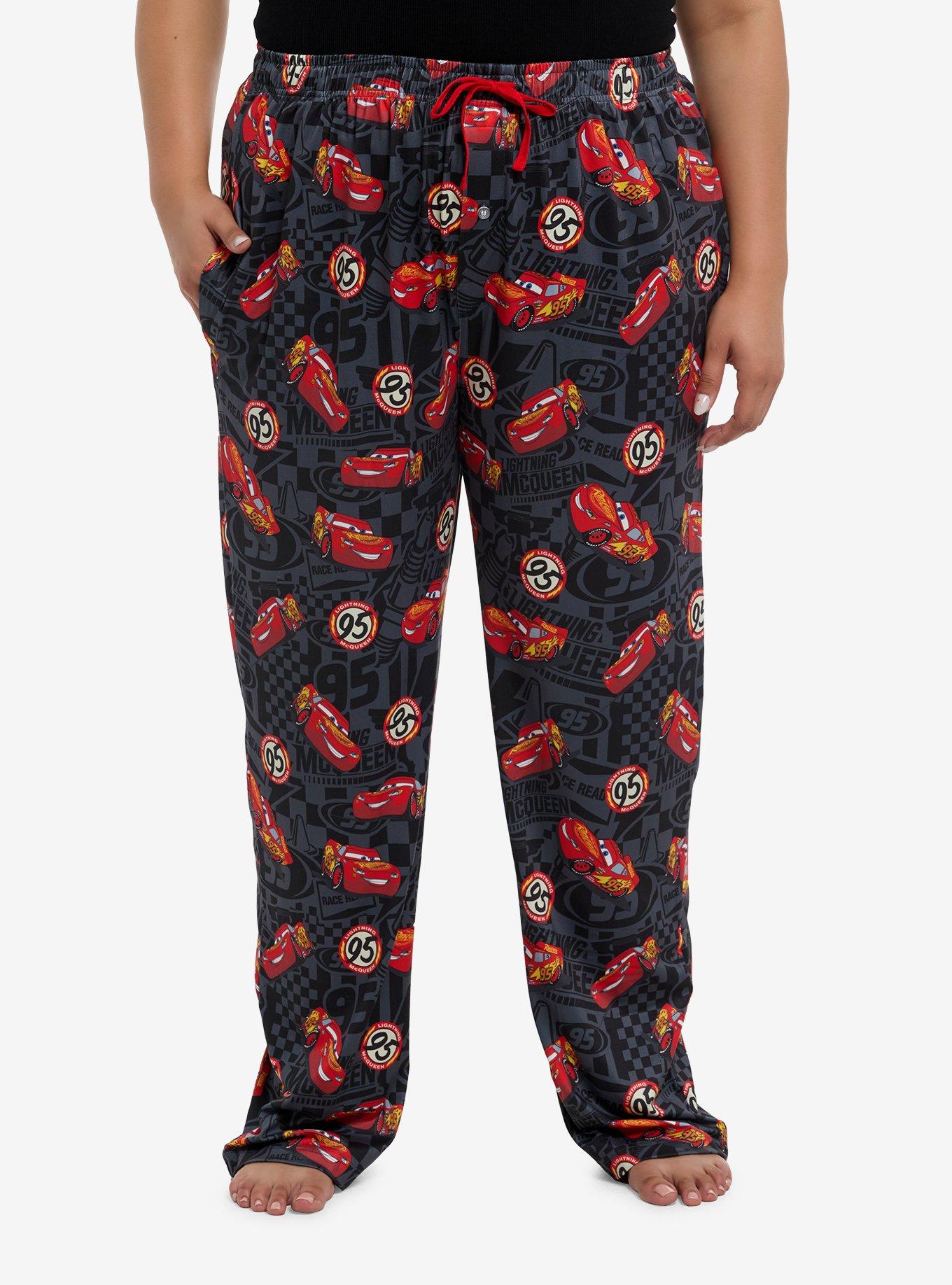 Disney Pixar Cars Lightning McQueen Checkered Pajama Pants Plus Size
