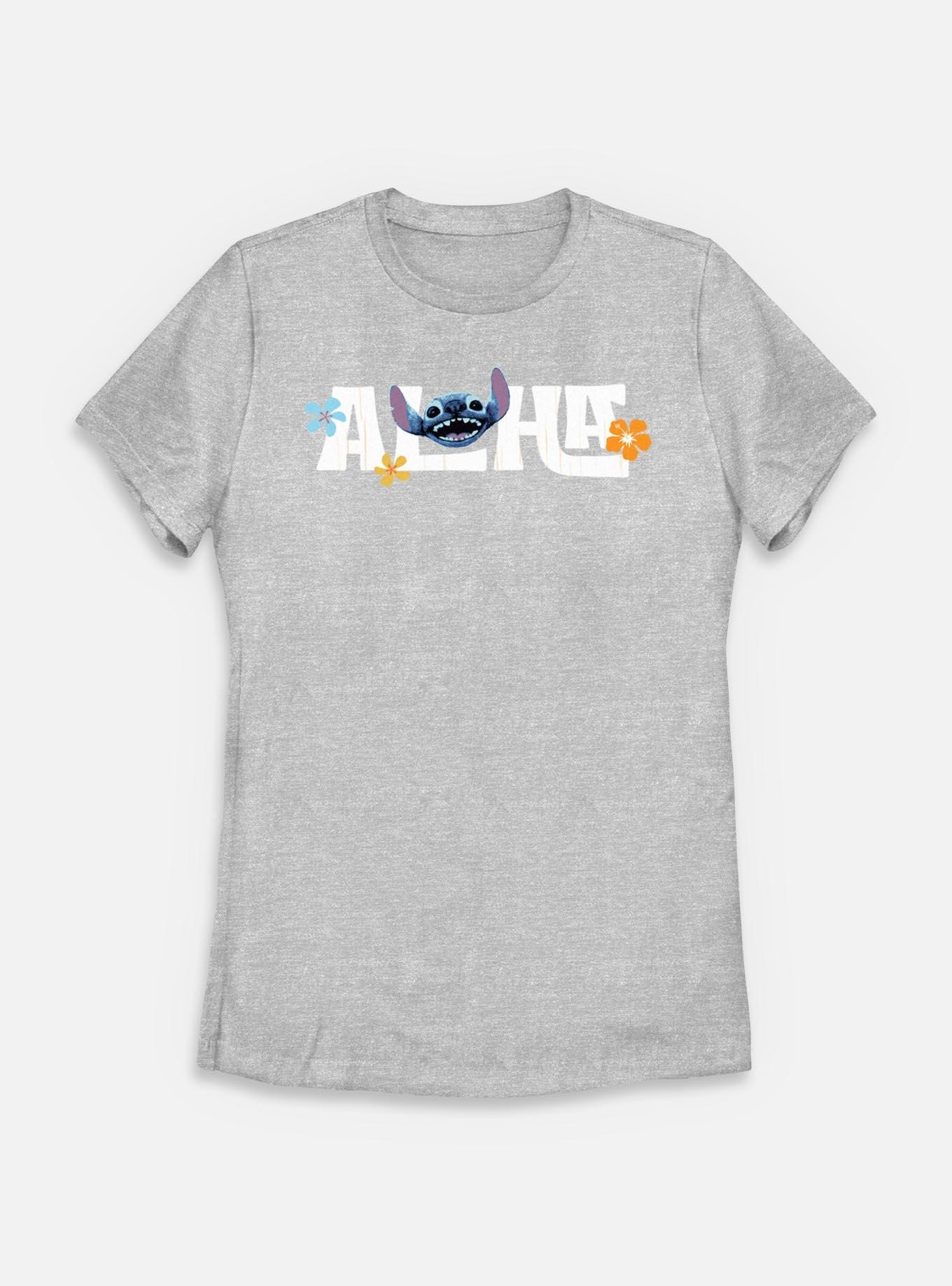 Disney Lilo & Stitch Live Action Aloha Face Stitch Womens T-Shirt, ATH HTR, hi-res